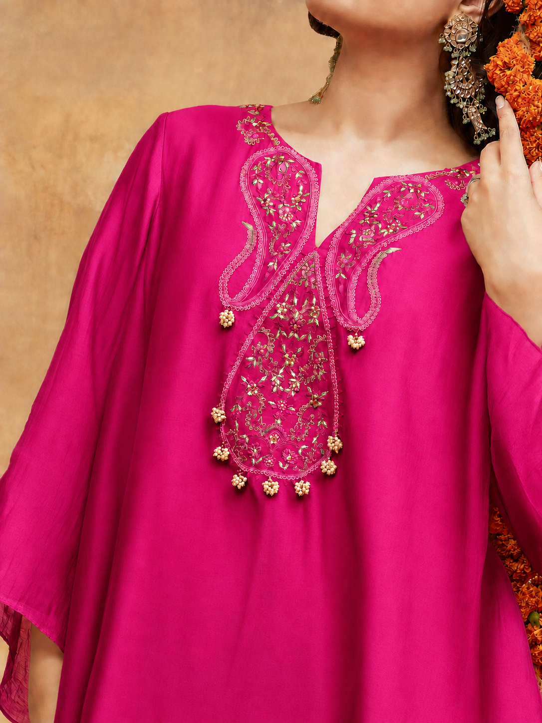 KEDAR GULAB HAND EMBROIDERED BANARASI FARSHI SET