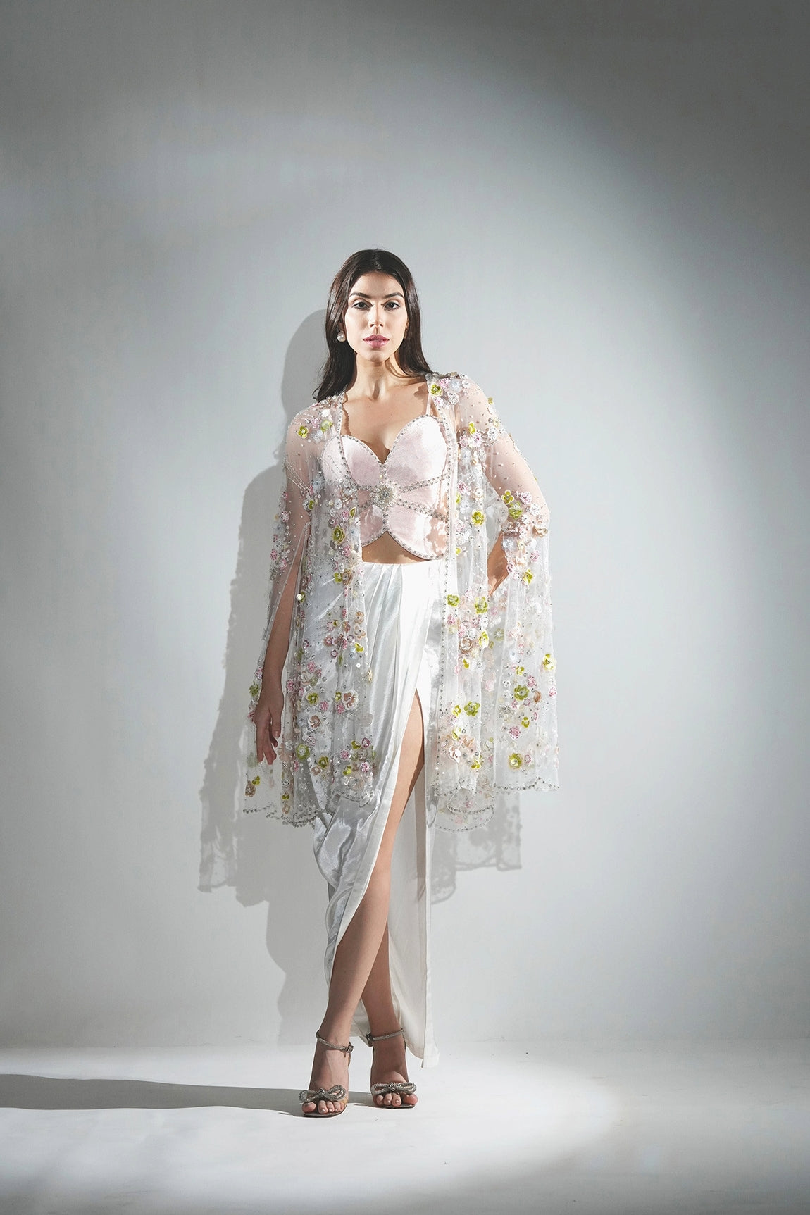 EDEN 3D FLORAL EMBROIDERY FLOWER THREE - PIECE CO-ORD SET