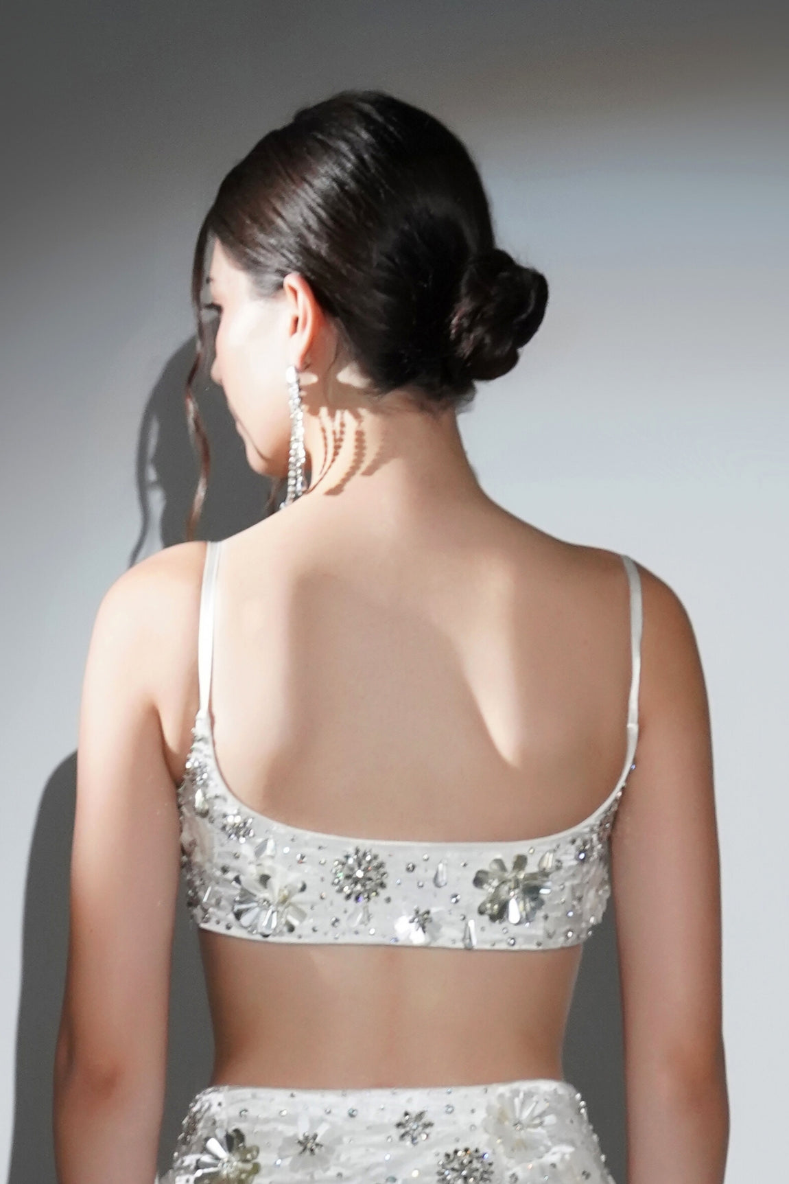 CHARLOTTE WHITE FLORAL SEQUIN EMBELLISHED SKIRT SET