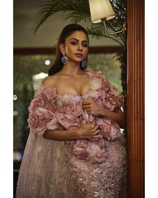 PINK GOWN WITH CAPE