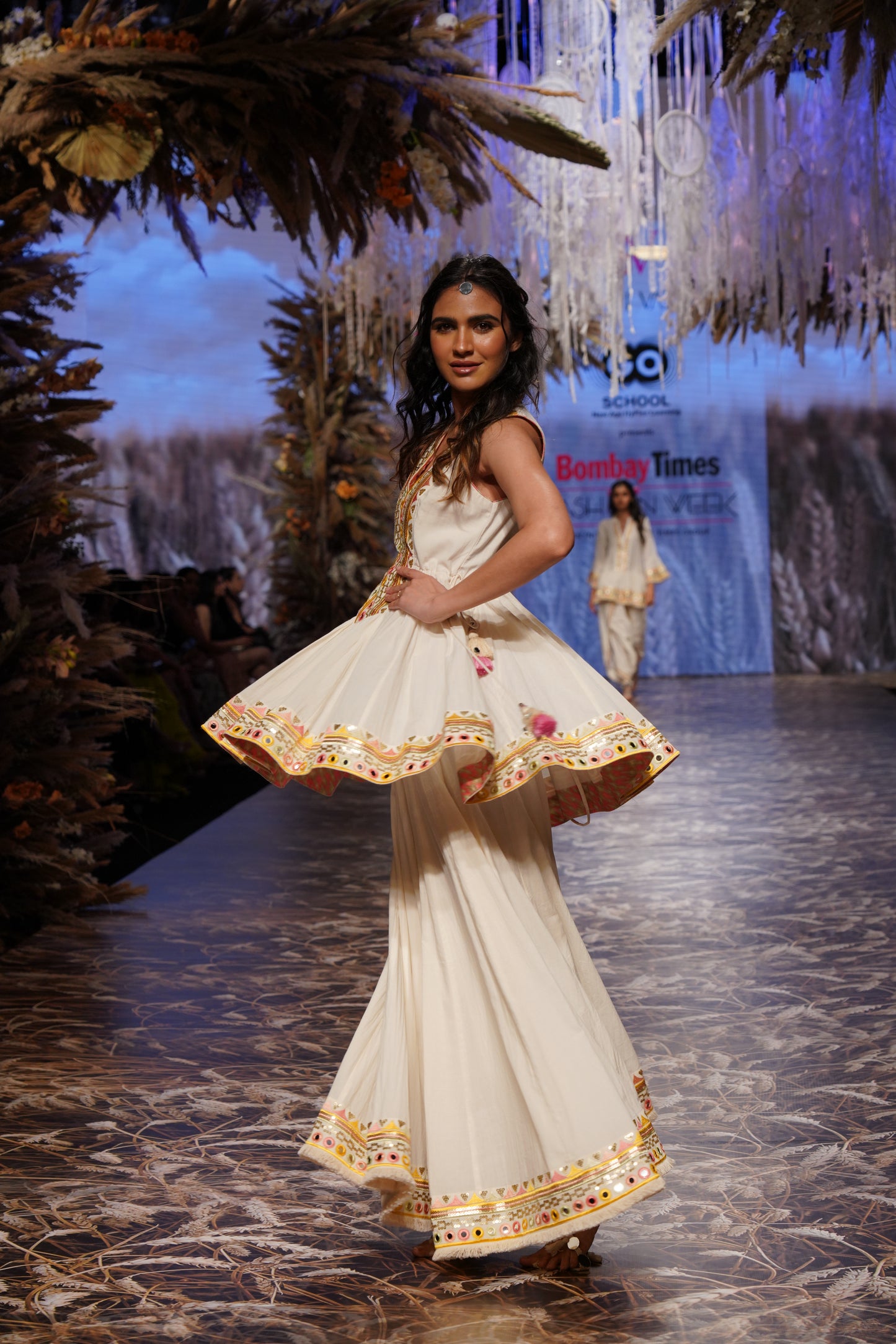IVORY PEPLUM SHARARA SET
