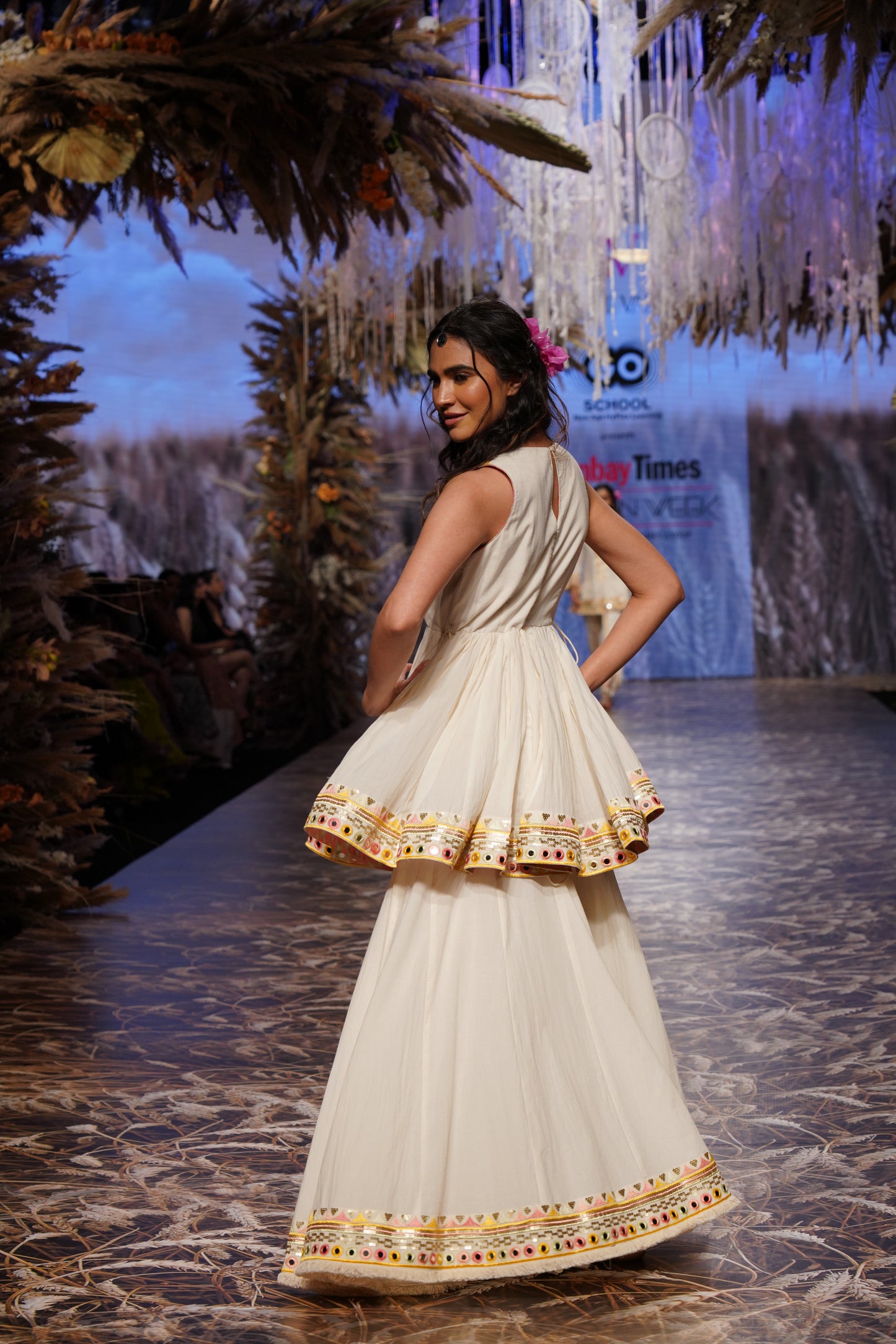 IVORY PEPLUM SHARARA SET