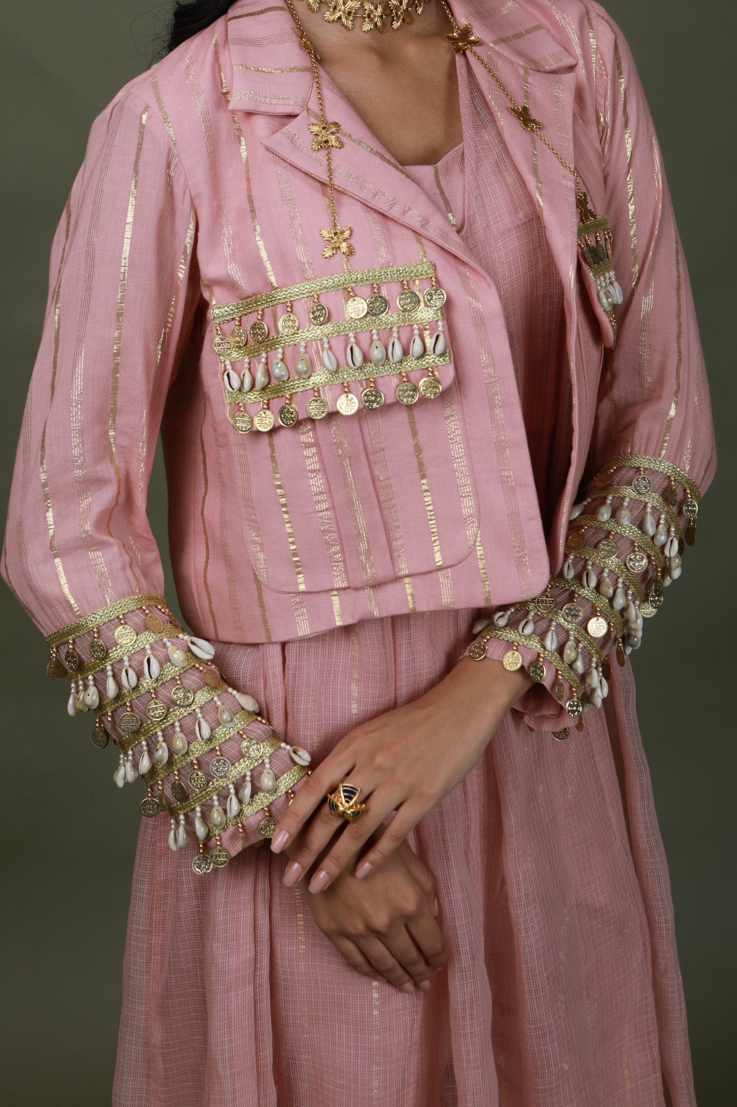 DEVI DRAPE SALMON PINK 4 PCS SET