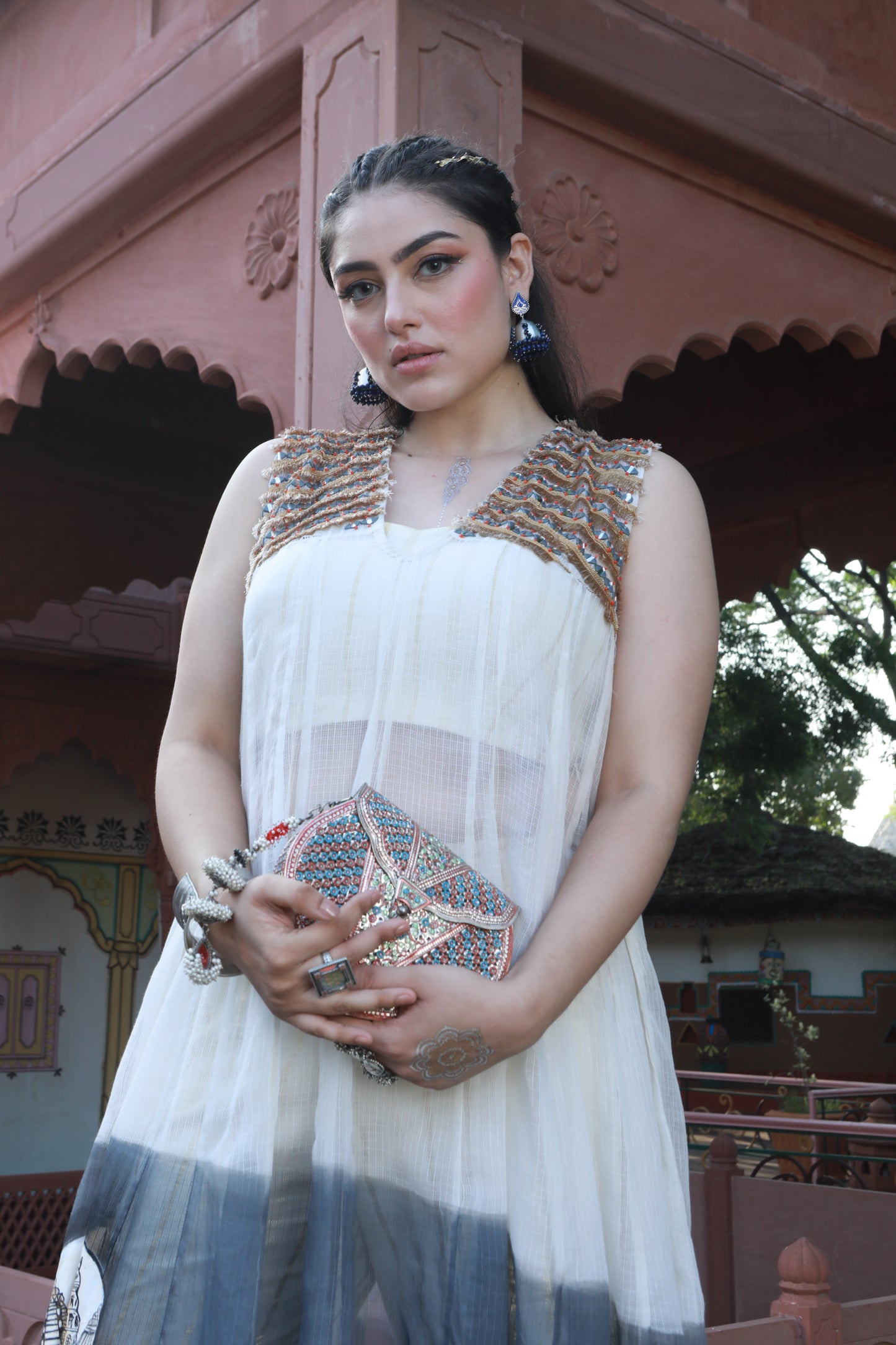 DEVI DRAPE KOTA DORIA HAND PAINTED SUIT