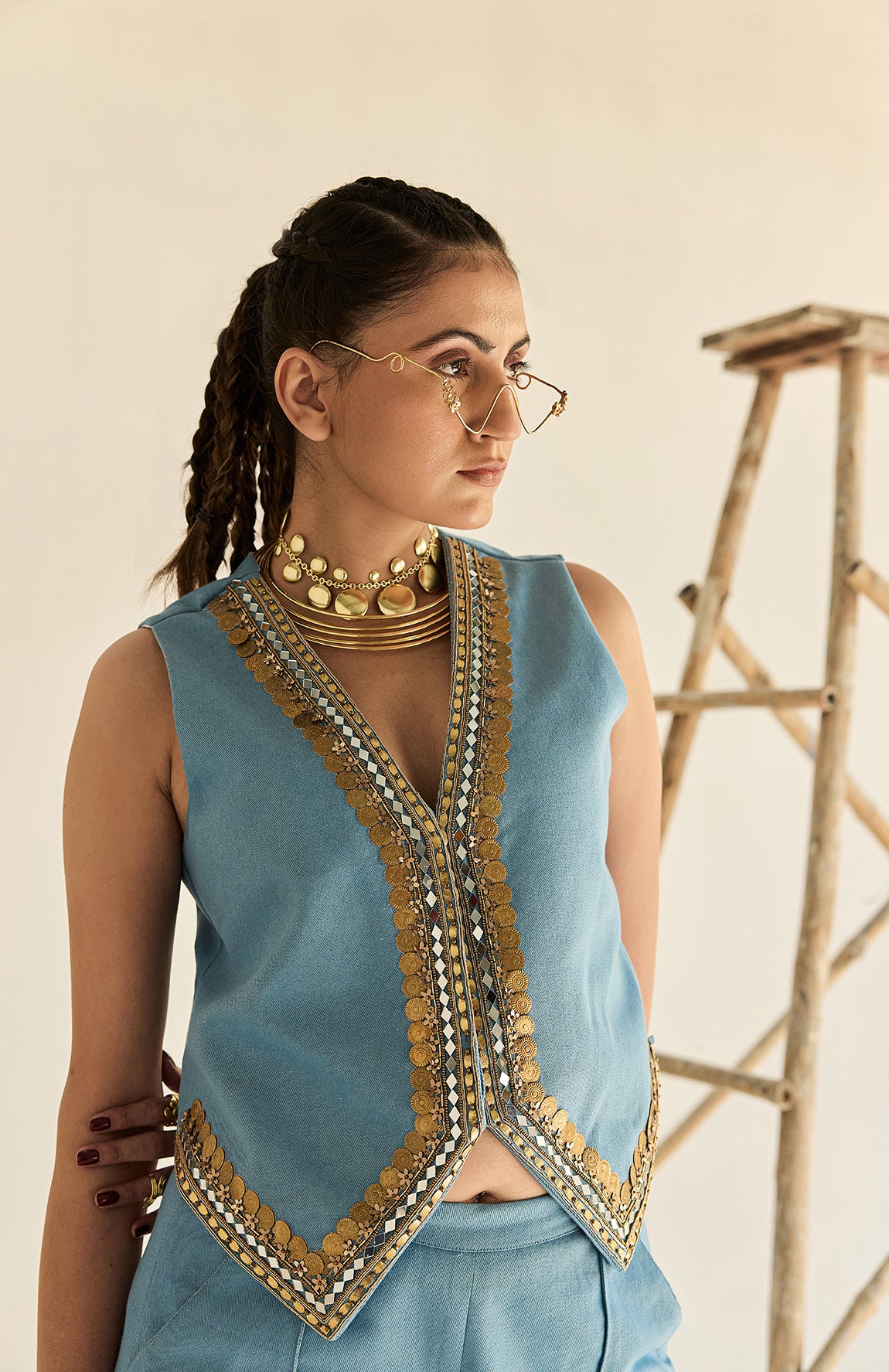 DENIM WAIST COAT AND HIPSTARS