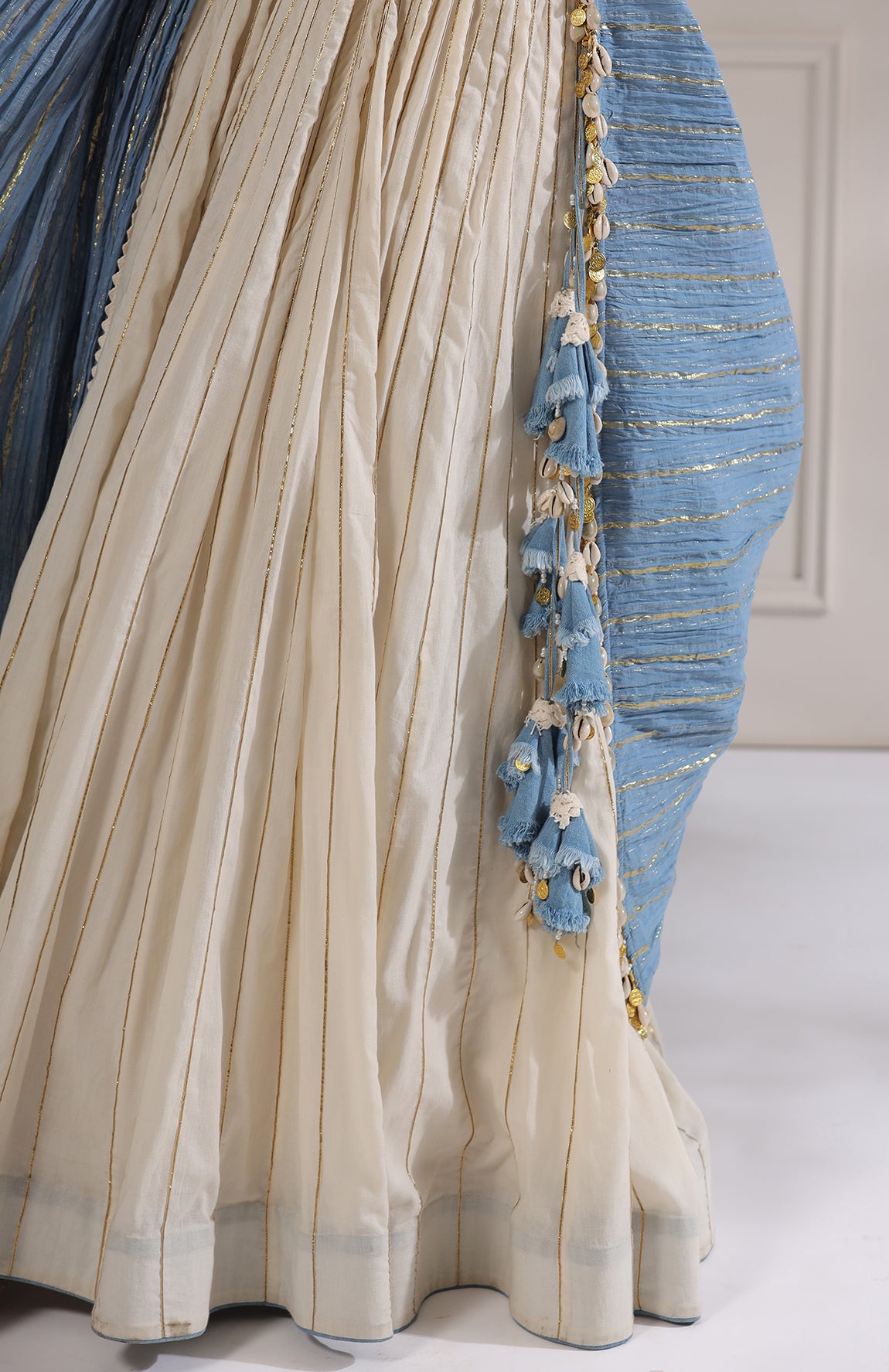 HALTER NECK CROP TOP WITH MAL LEHANGA AND CRUSHED COTTON DUPATTA