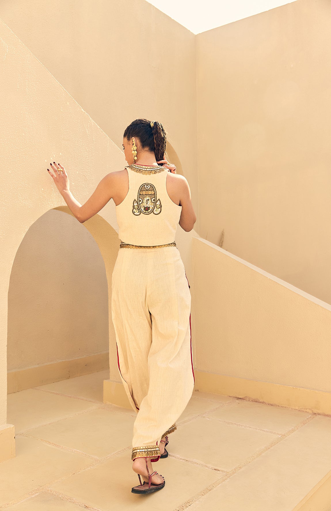 KHADI WAIST COAT WITH KHADI HERAM PANTS