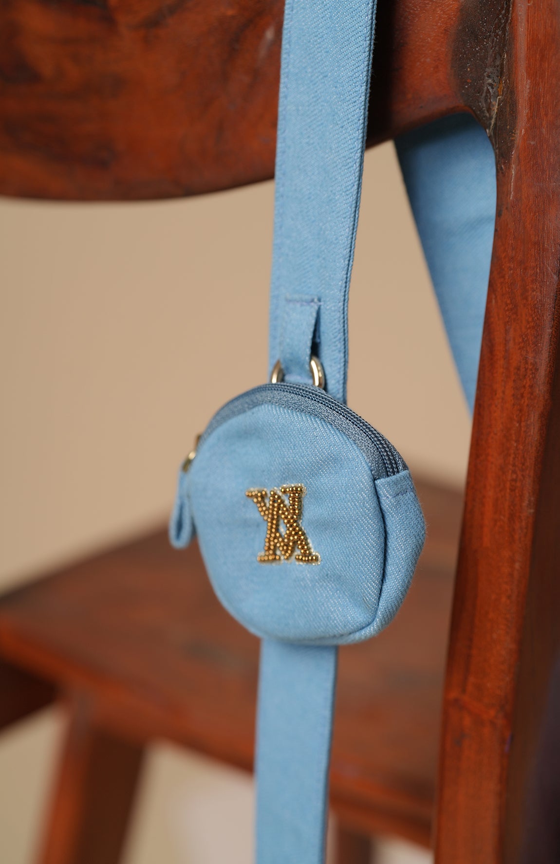 DENIM BAG WITH HAND EMBELLISHMENT