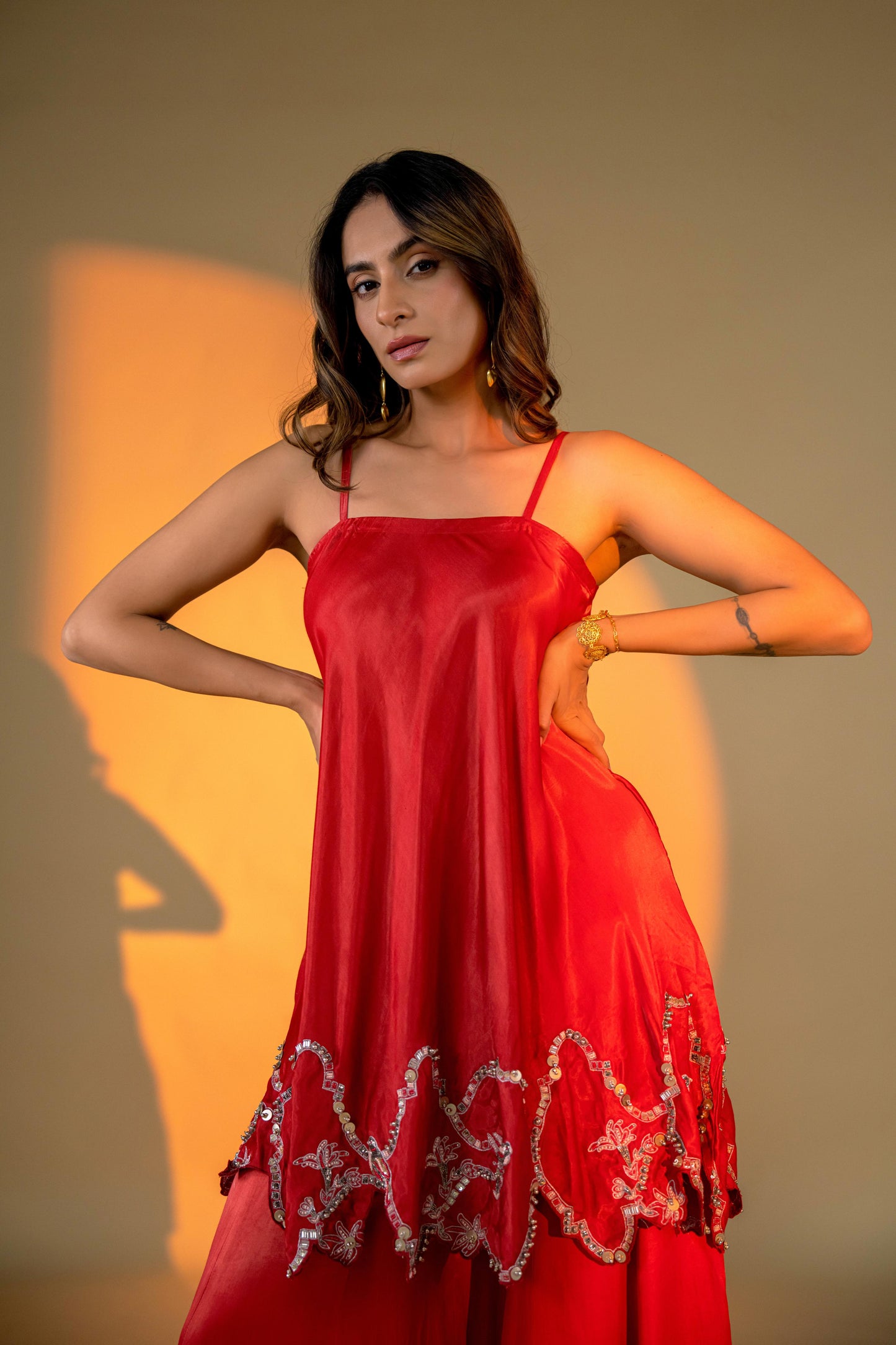 RED KURTA SET