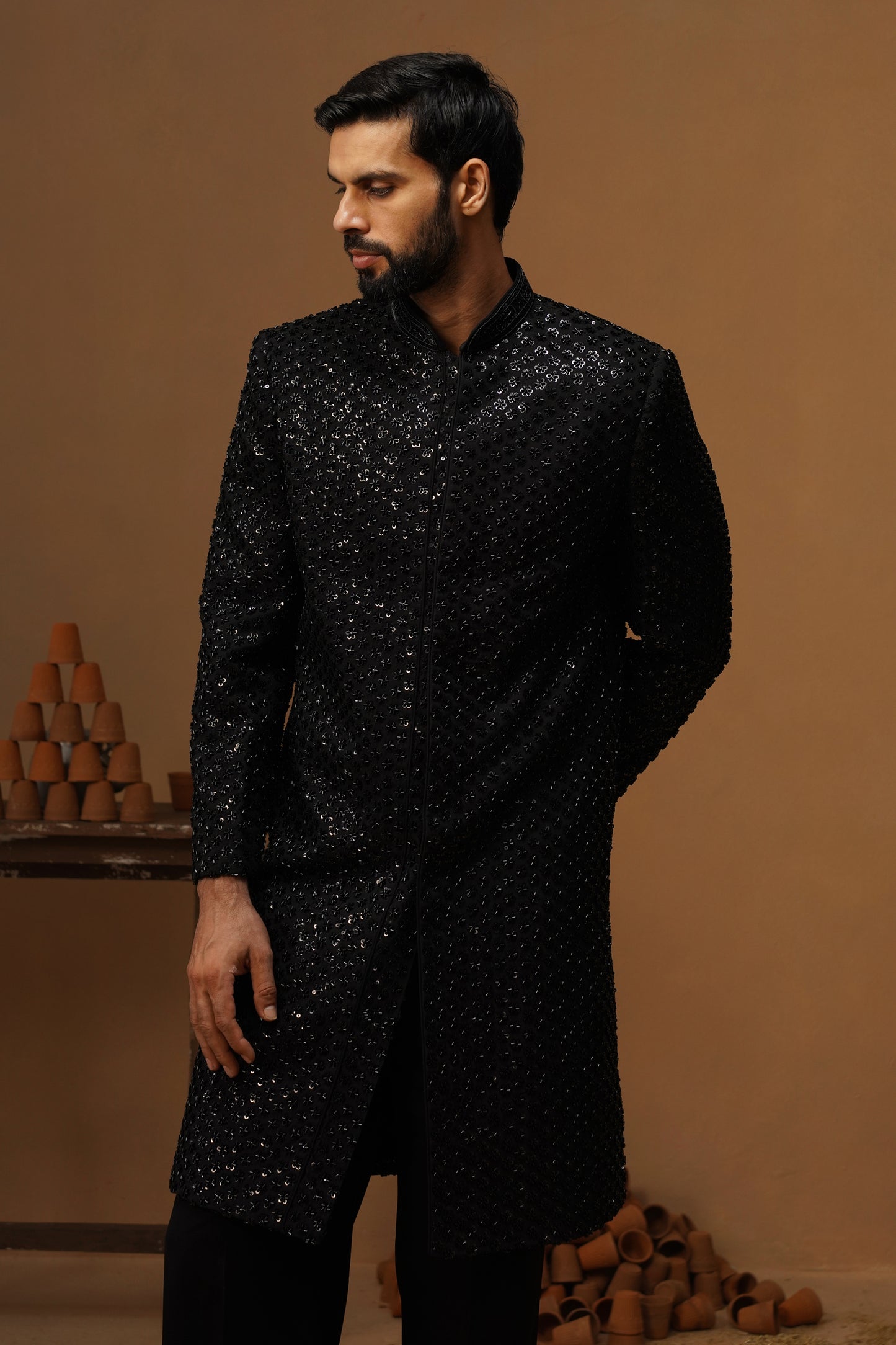 HUMSAFAR BLACK INDO - WESTERN SET