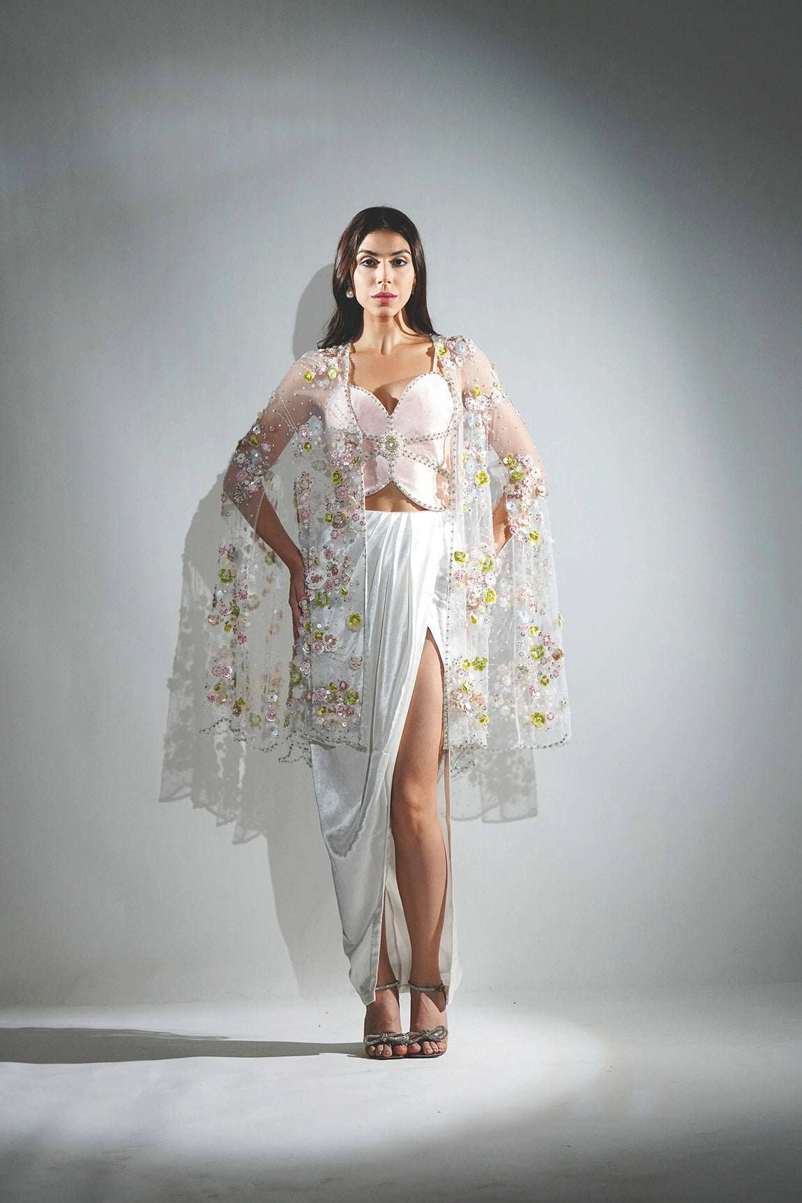 EDEN 3D FLORAL EMBROIDERY FLOWER THREE - PIECE CO-ORD SET