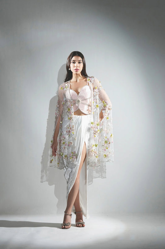 EDEN 3D FLORAL EMBROIDERY FLOWER CAPE