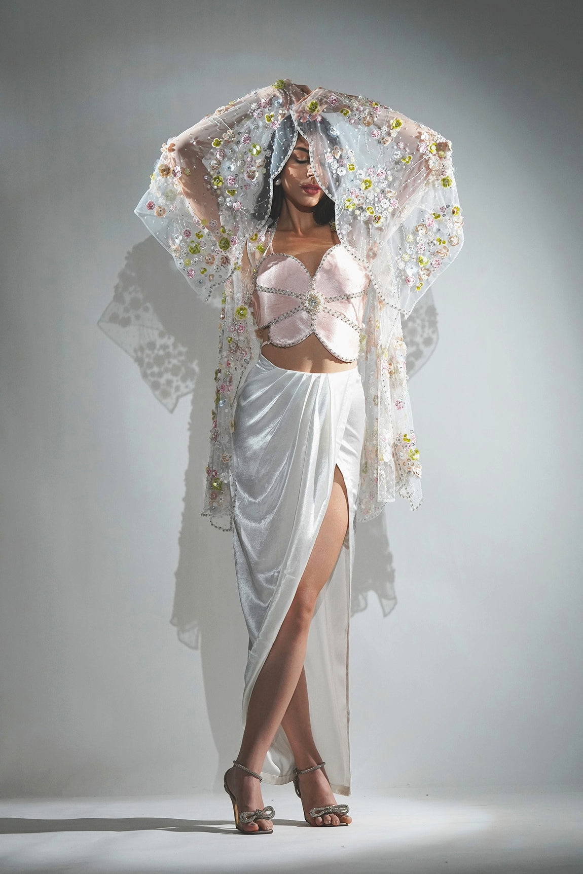 EDEN 3D FLORAL EMBROIDERY FLOWER THREE - PIECE CO-ORD SET
