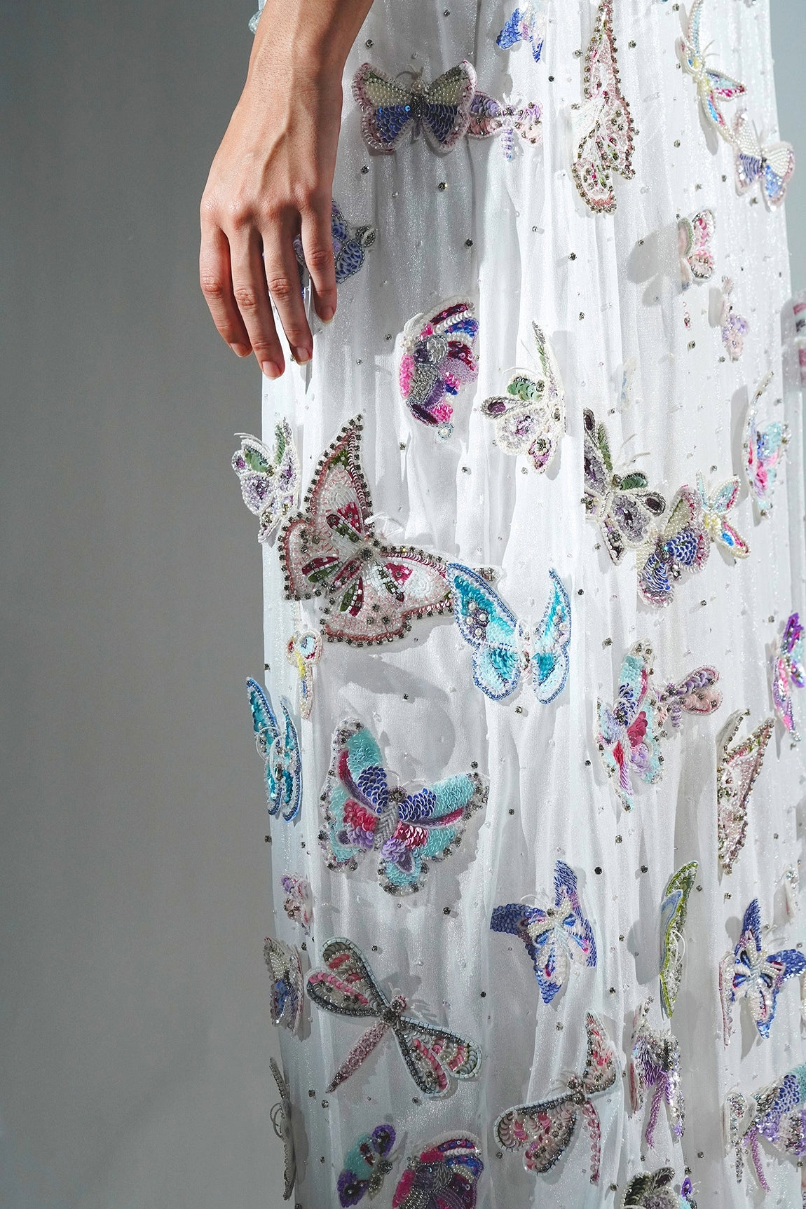 ARIEL 3D SEQUIN AND RHINESTONE EMBELLISHED BUTTERFLY CAPE