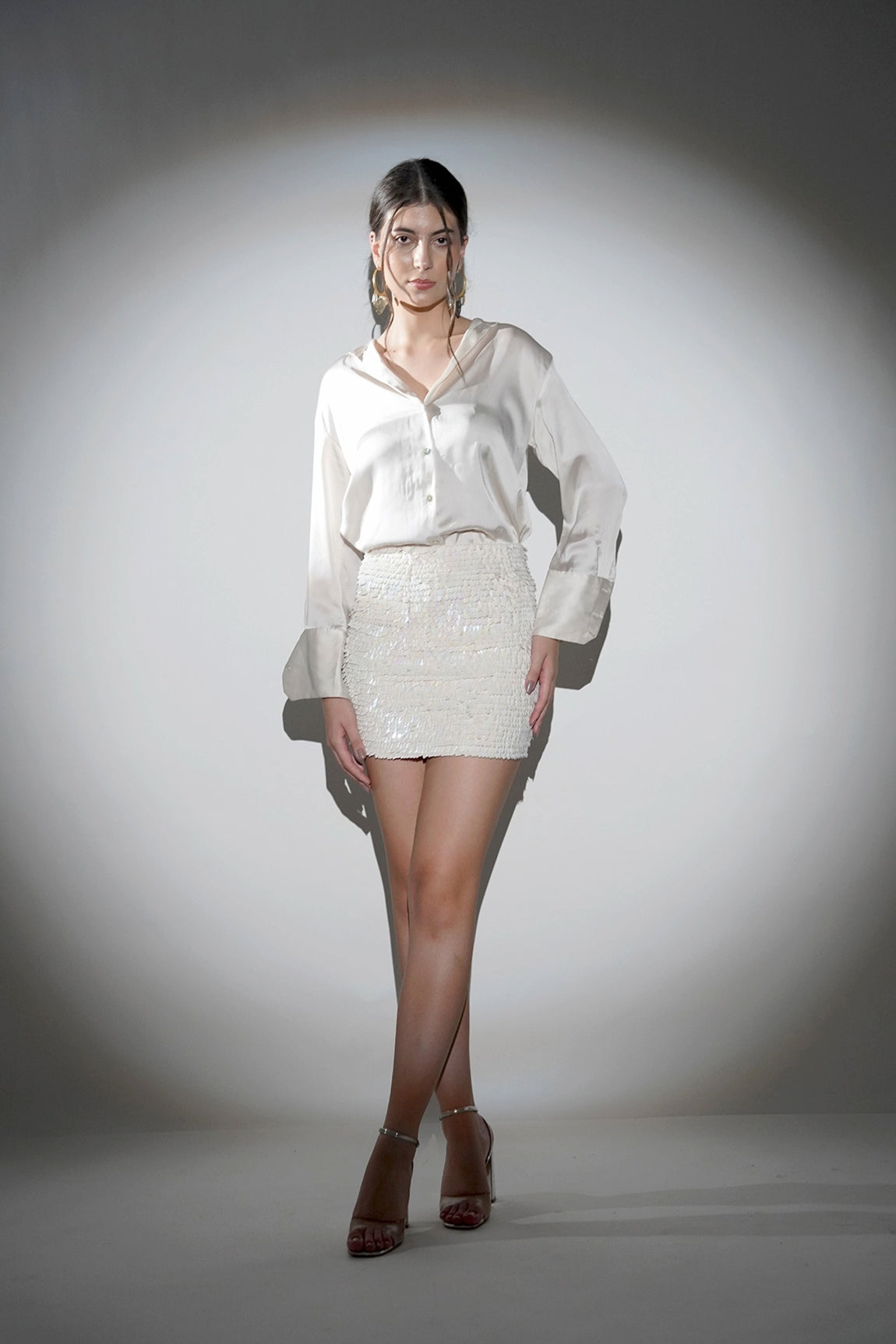PEARL SEQUIN EMBELLISHED COCKTAIL MINI SKIRT