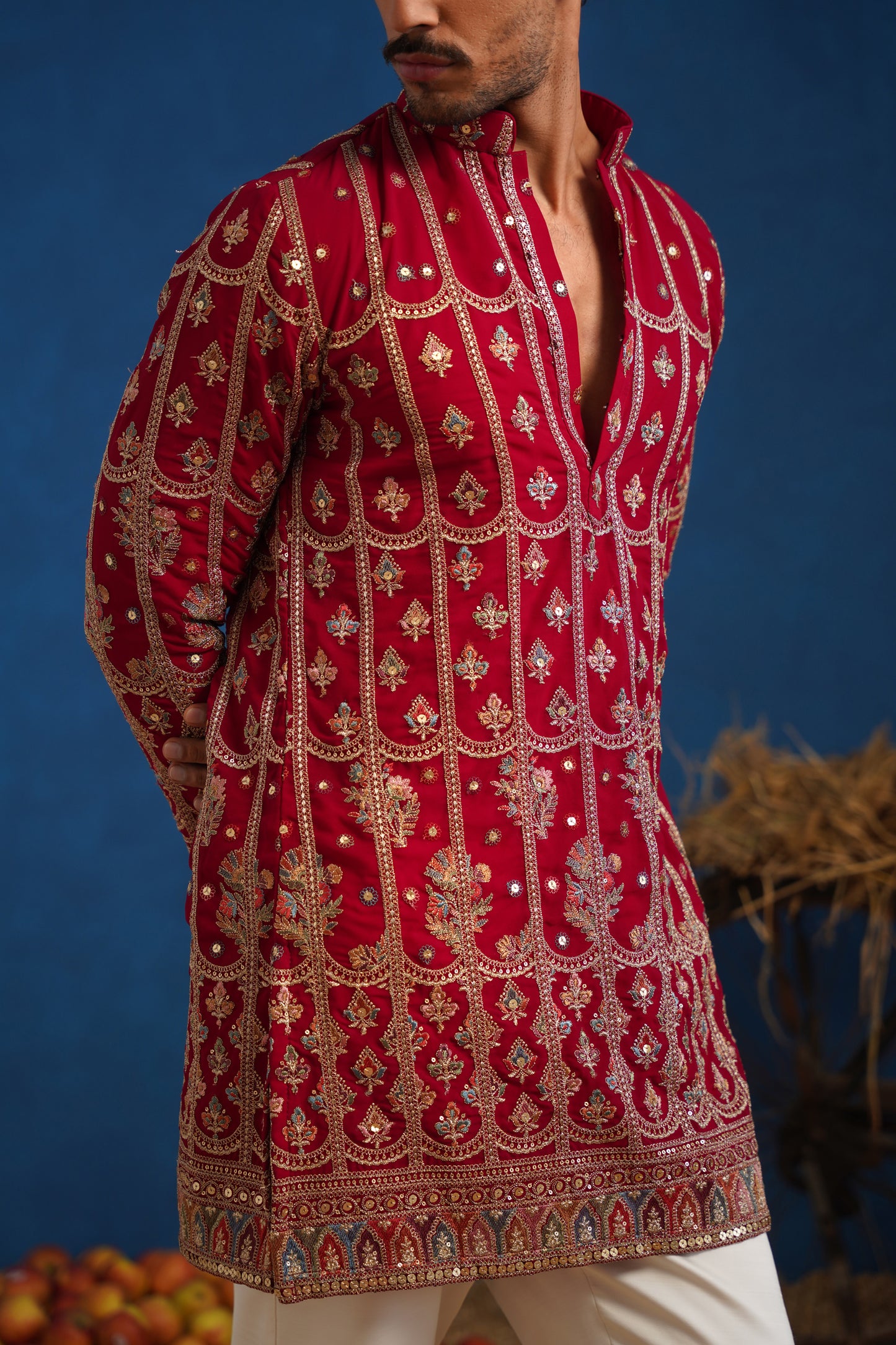 SURKH HOT PINK SHORT KURTA SET