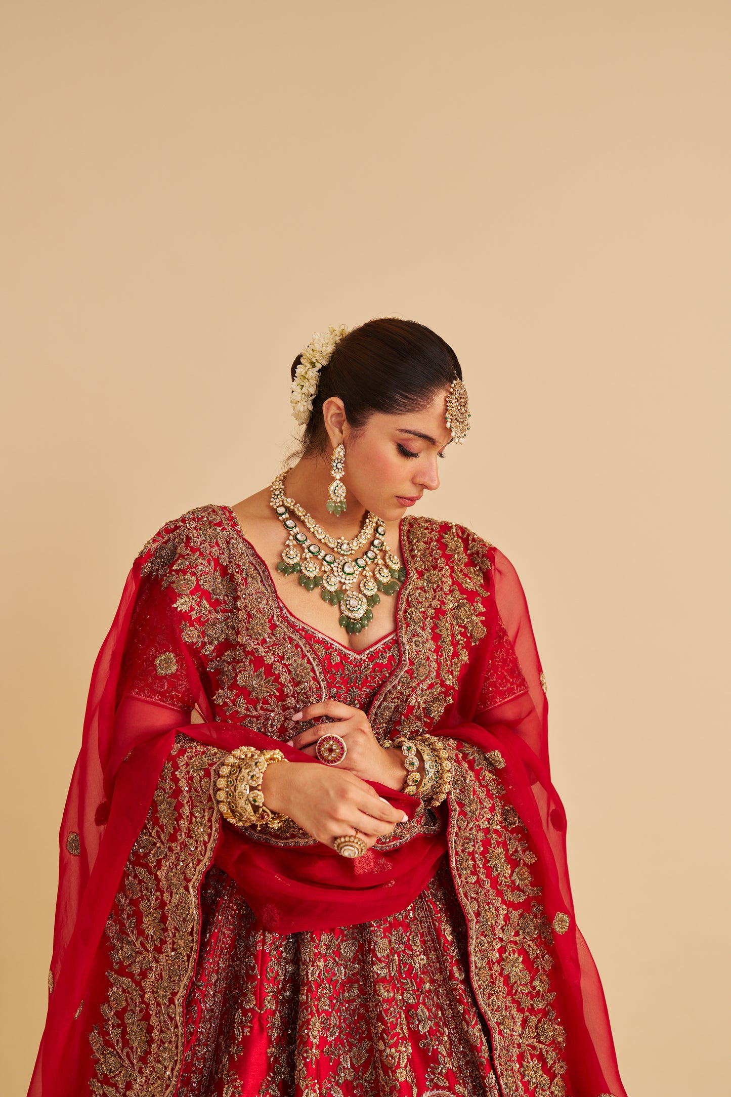 MAHANOOR - DABKA ZARDOZI EMBROIDERED PURE SILK RED BRIDAL LEHENGA SET