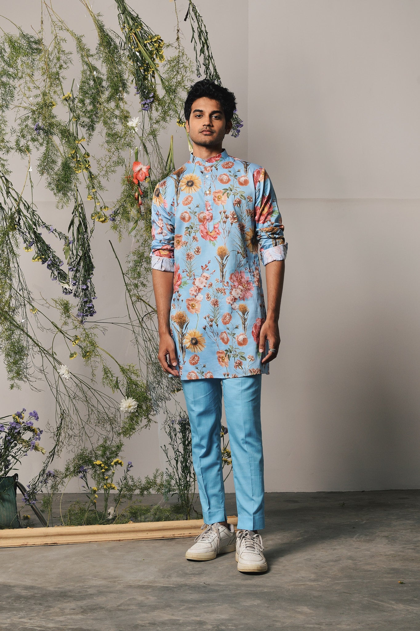 Sky Kurta Pure Jecquared Print Payjama