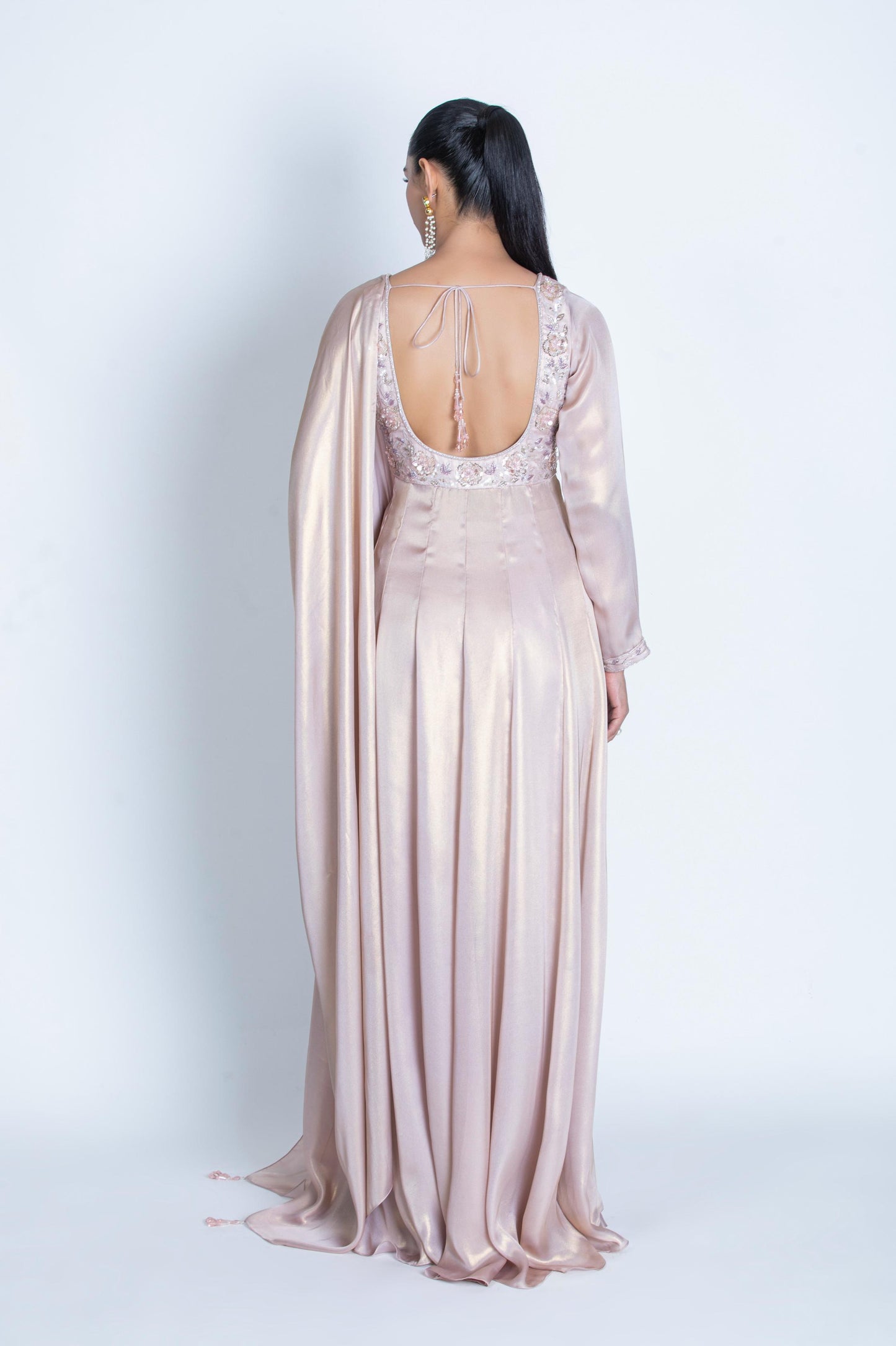 PINK SHIMMER ANARKALI WITH GARARA PANT AND DUPATTA