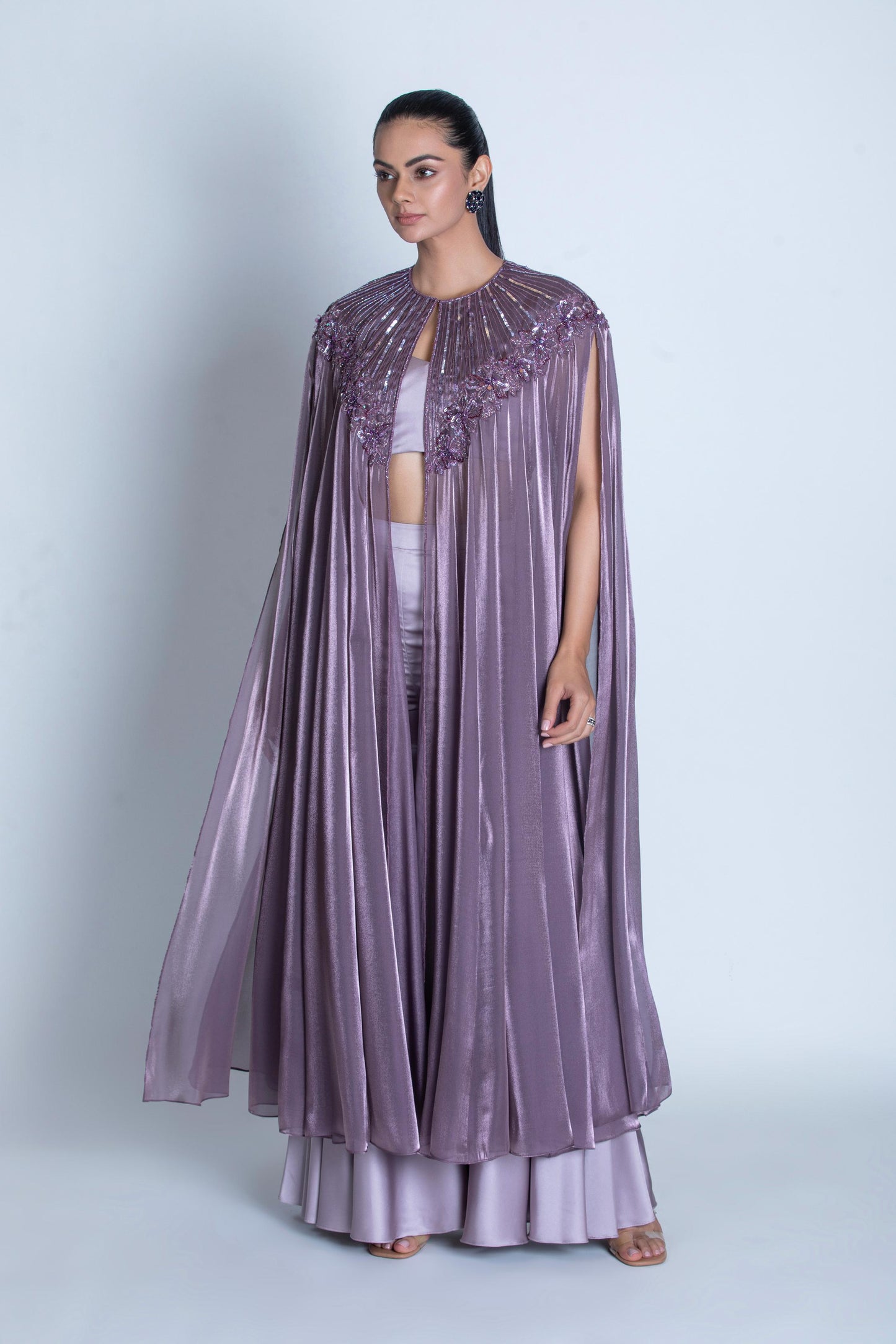 PURPLE PANT SET WITH CAPE