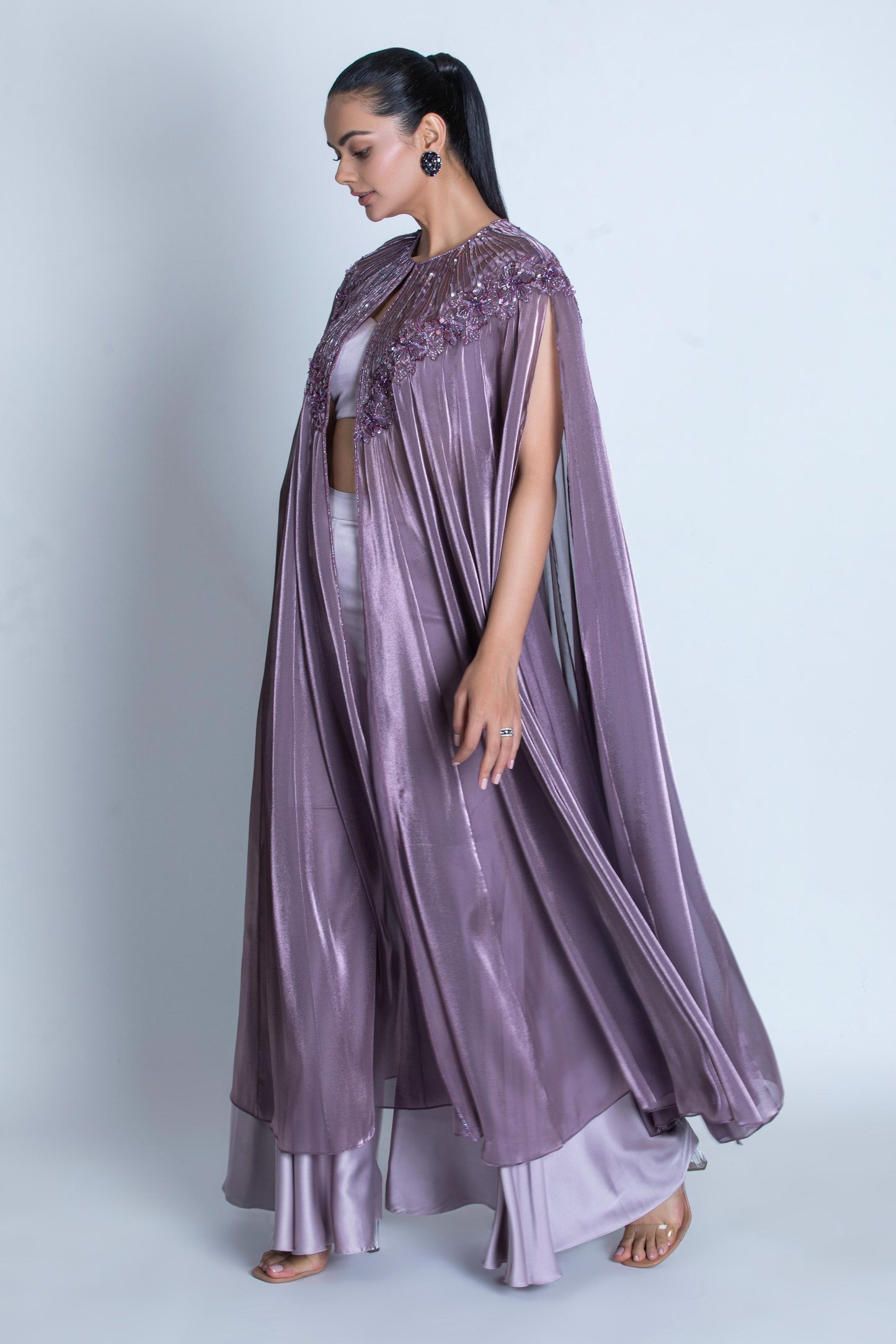 PURPLE PANT SET WITH CAPE