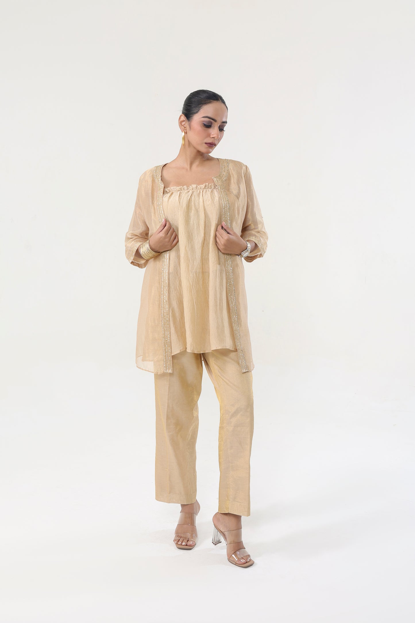 GILDED FAWN CHANDERI TUBE TOP SET