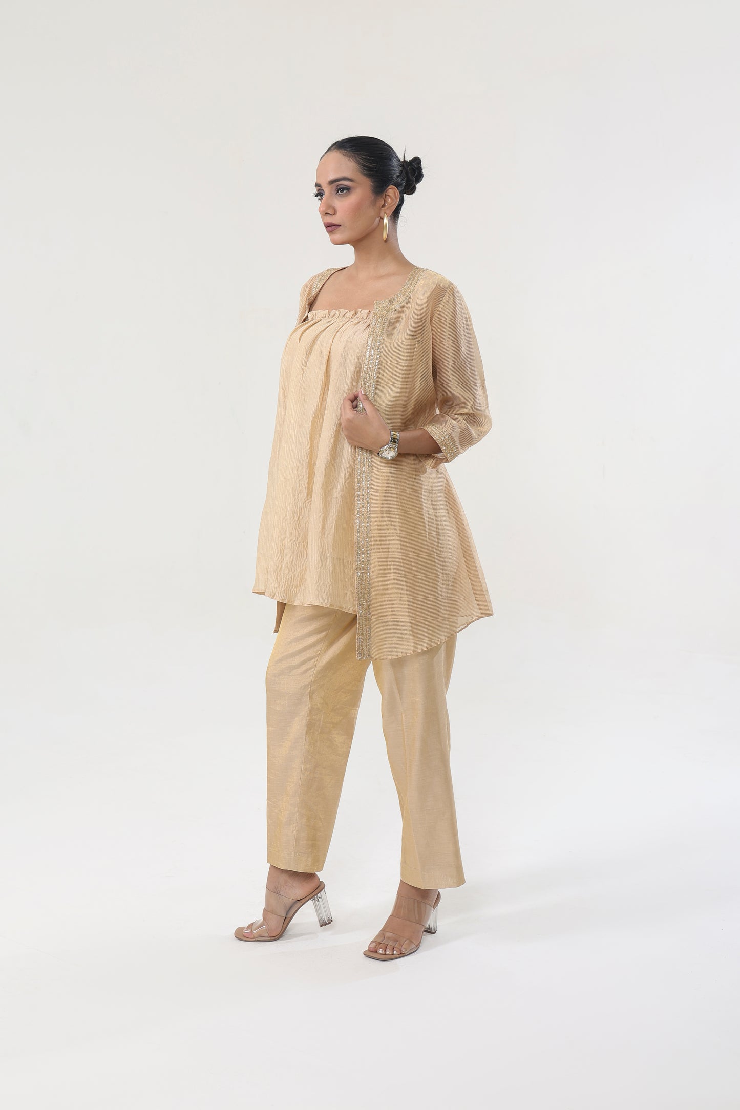 GILDED FAWN CHANDERI TUBE TOP SET