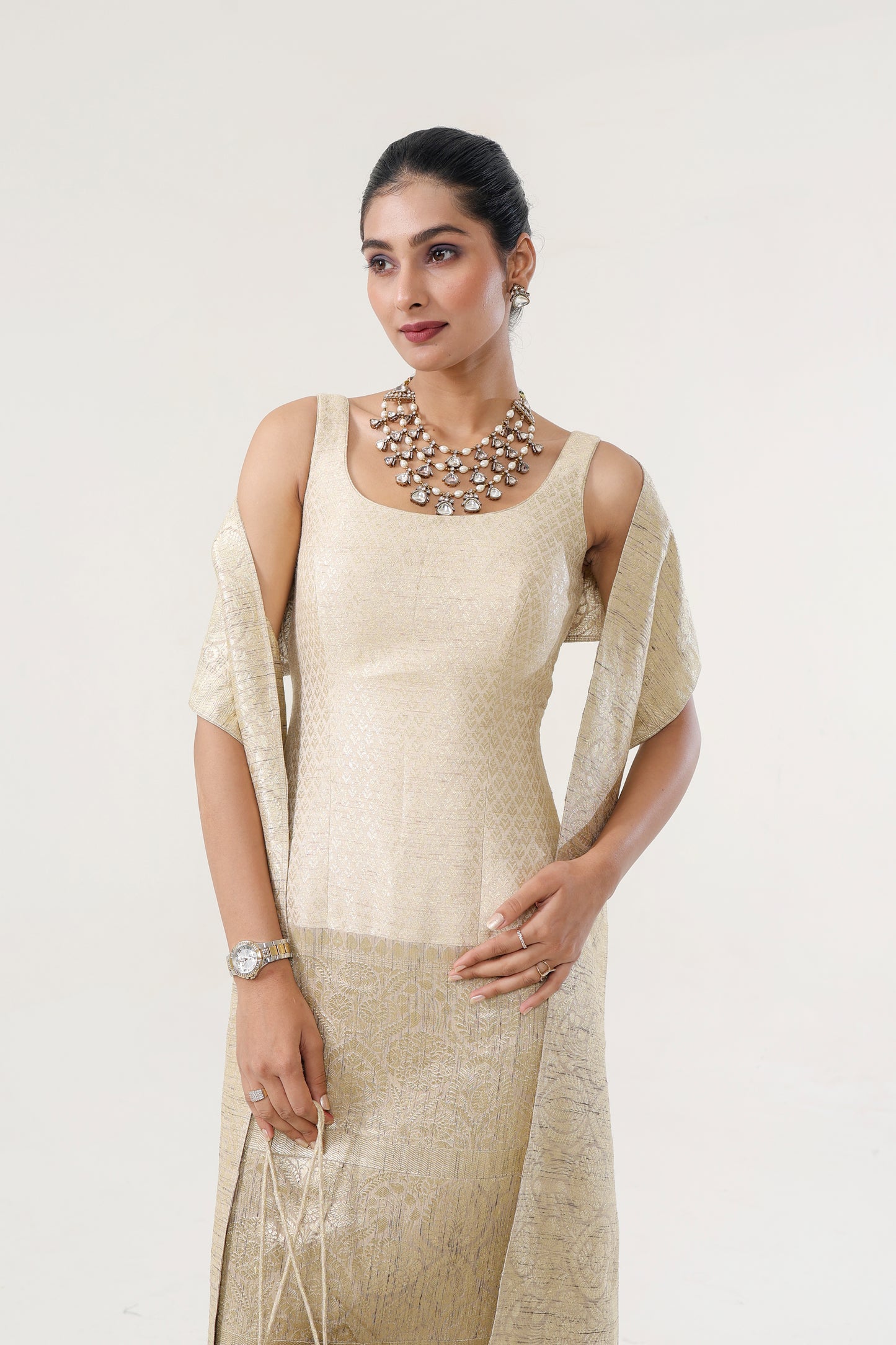 BANARSI MUNGA GRANDEUR DRESS WITH STOLE
