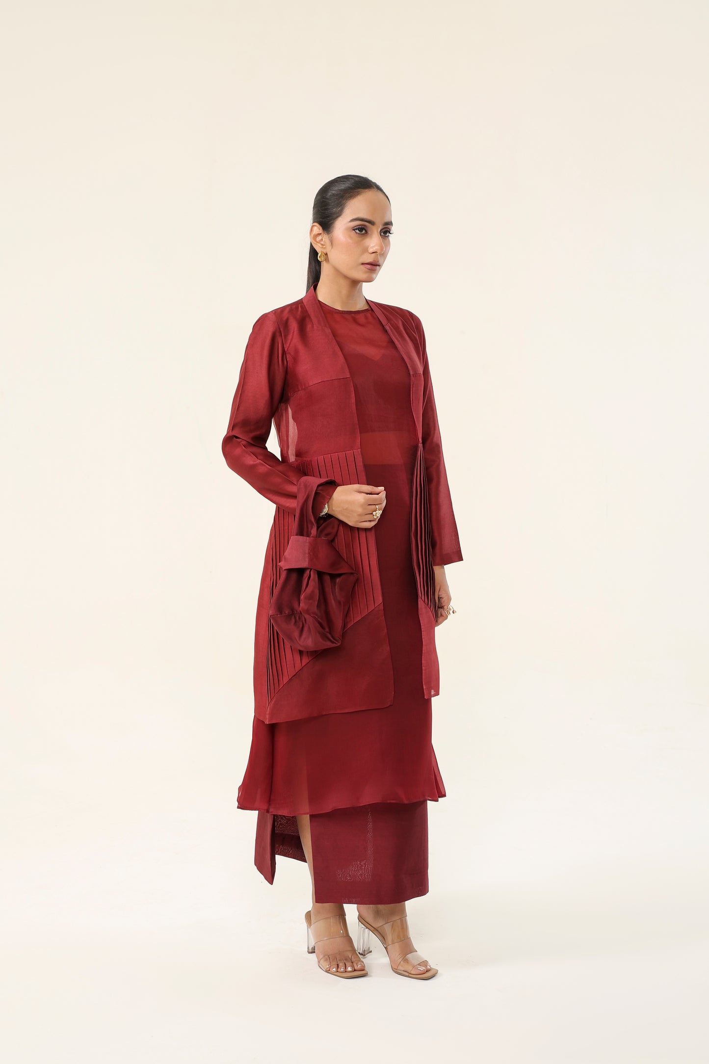 PLEATED GARNET MAROON ENSEMBLE