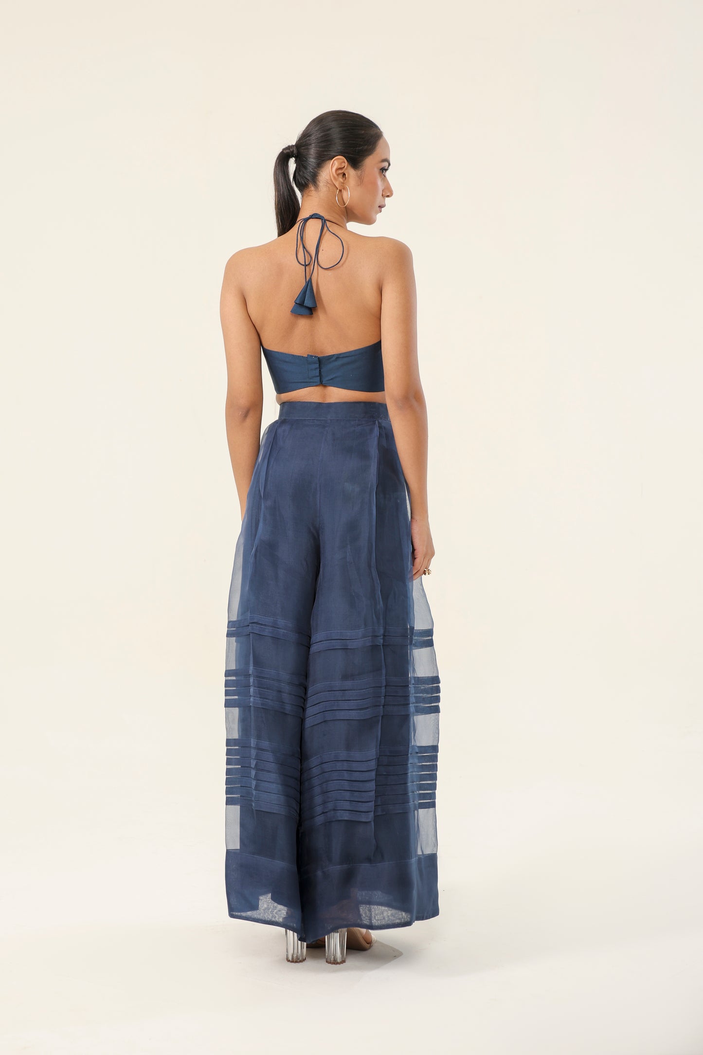 NAVY BLUE ORGANZA AND TANCHUI SILK SET