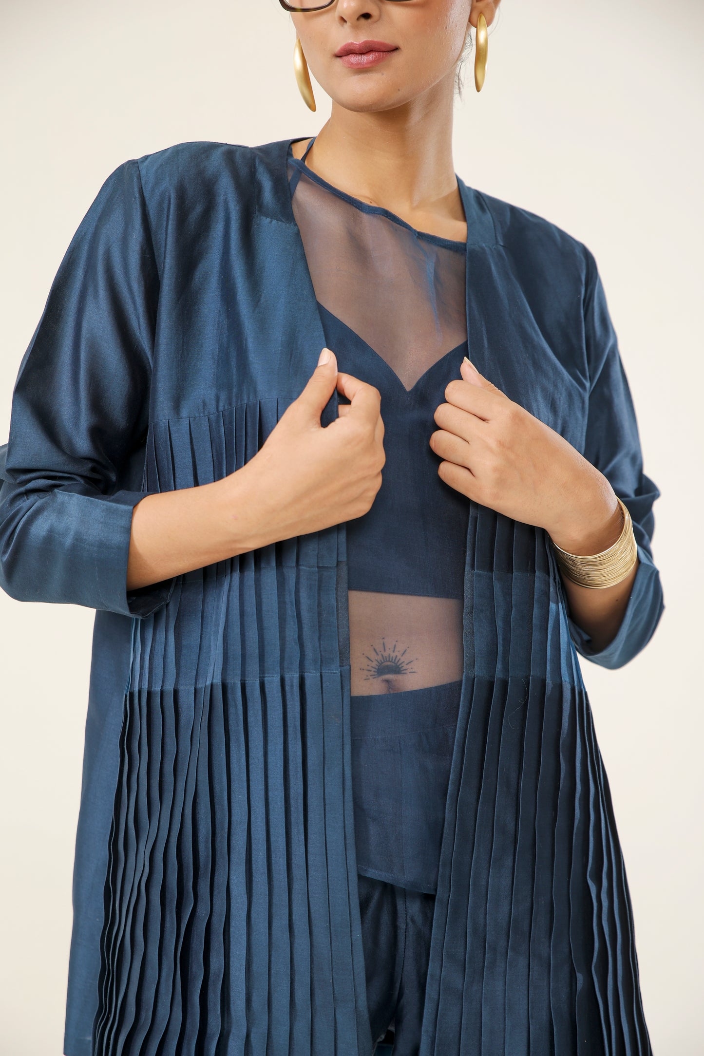 NAVY BLUE FORMAL PLEATED ENSEMBLE