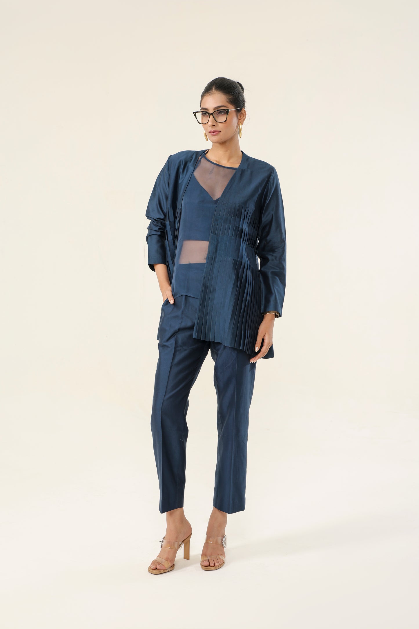 NAVY BLUE FORMAL PLEATED ENSEMBLE