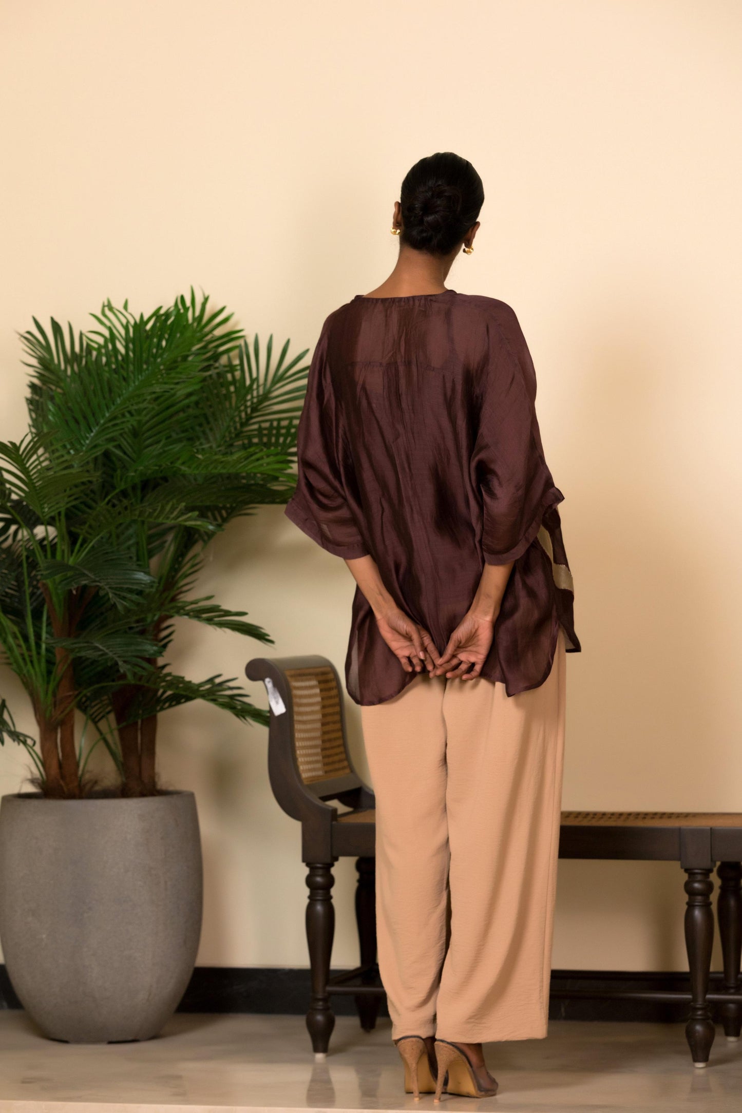 EEDA SILK SHIRT WITH ASYMMETRICAL PATCHWORK
