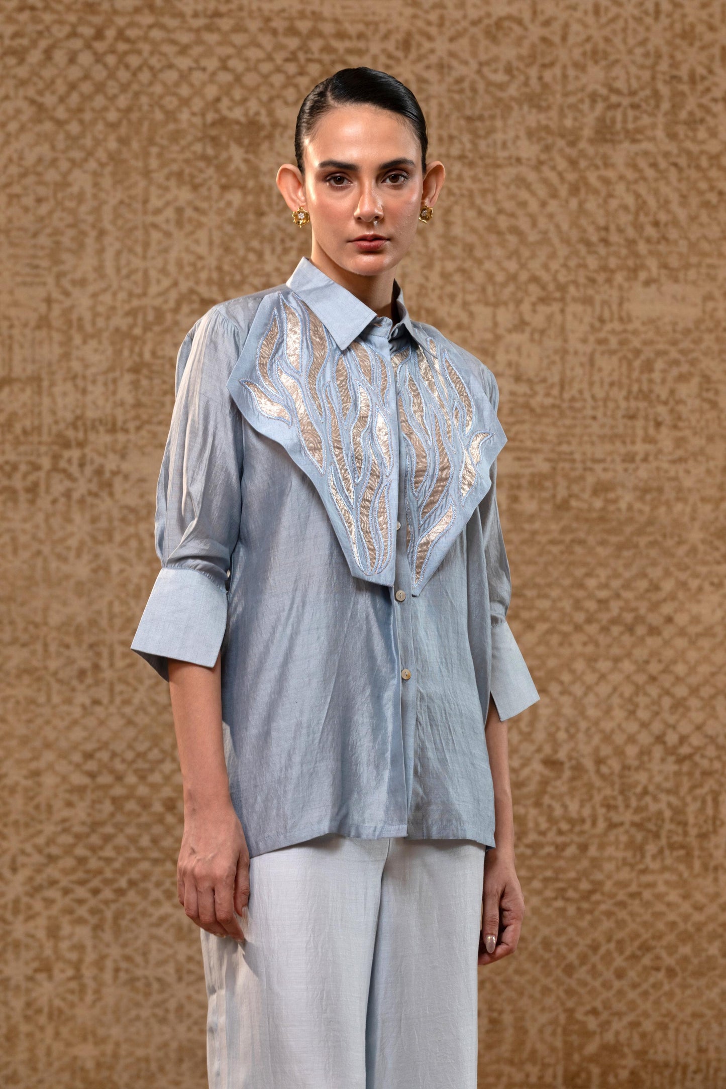 EEDA DIAMOND YOLK SHIRT BLUE
