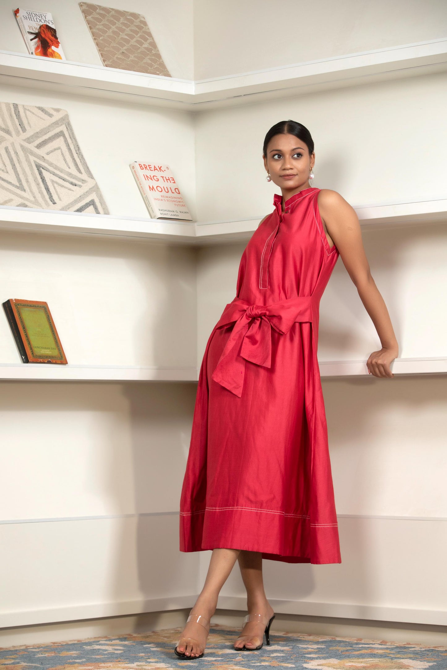 RED FRONT TIE DRESS
