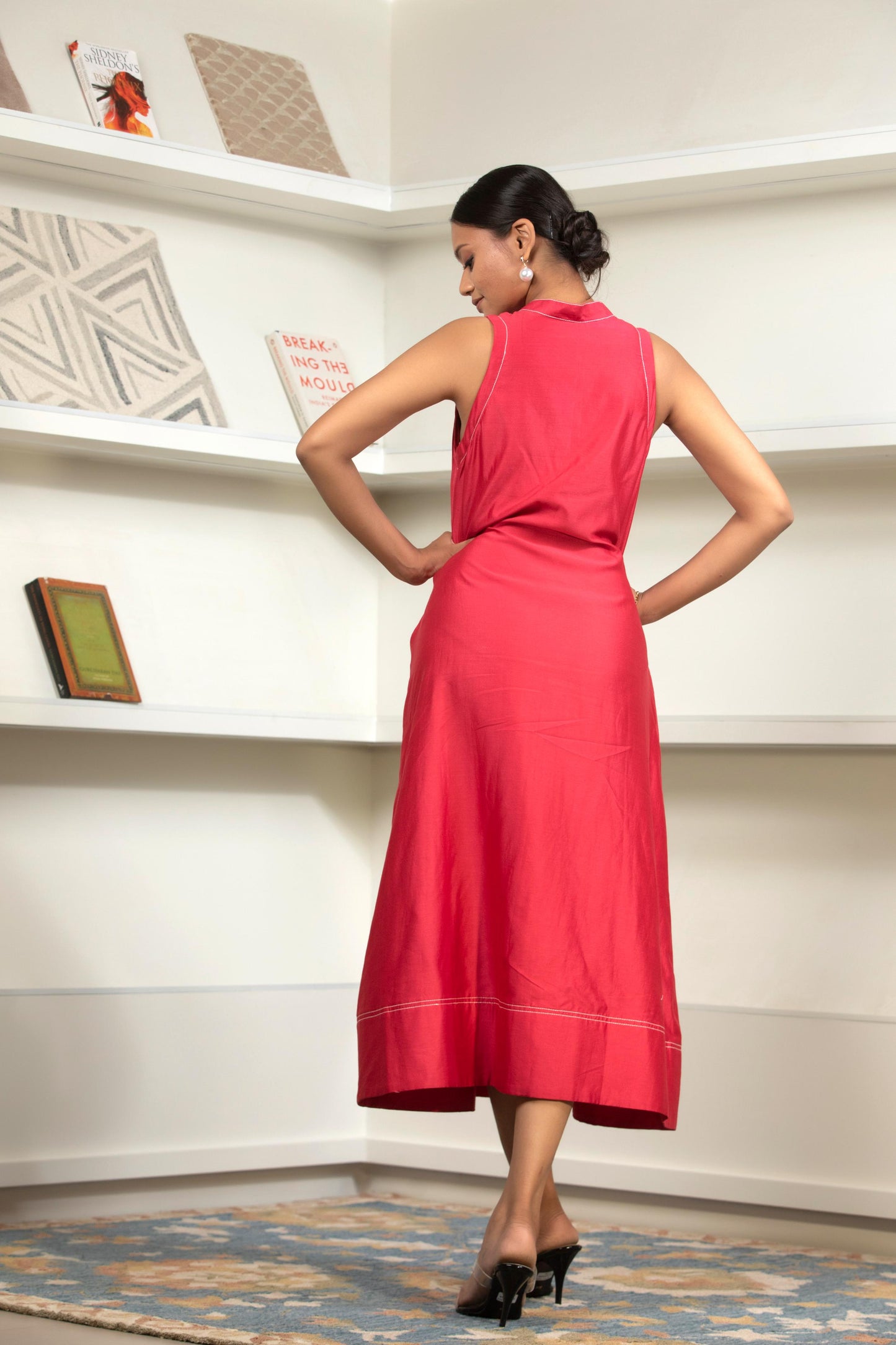 RED FRONT TIE DRESS