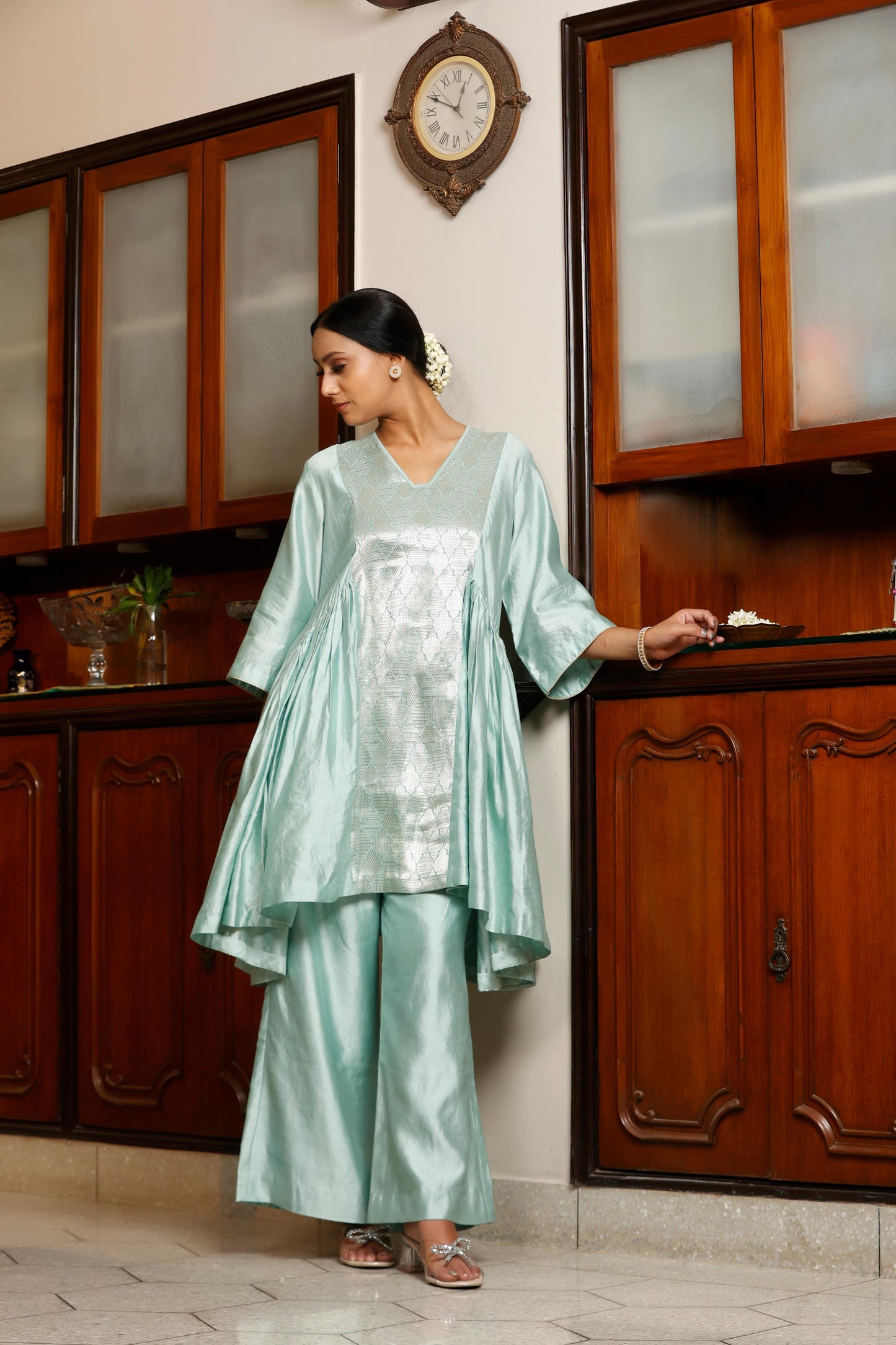 BLUE GATHER KURTA SET