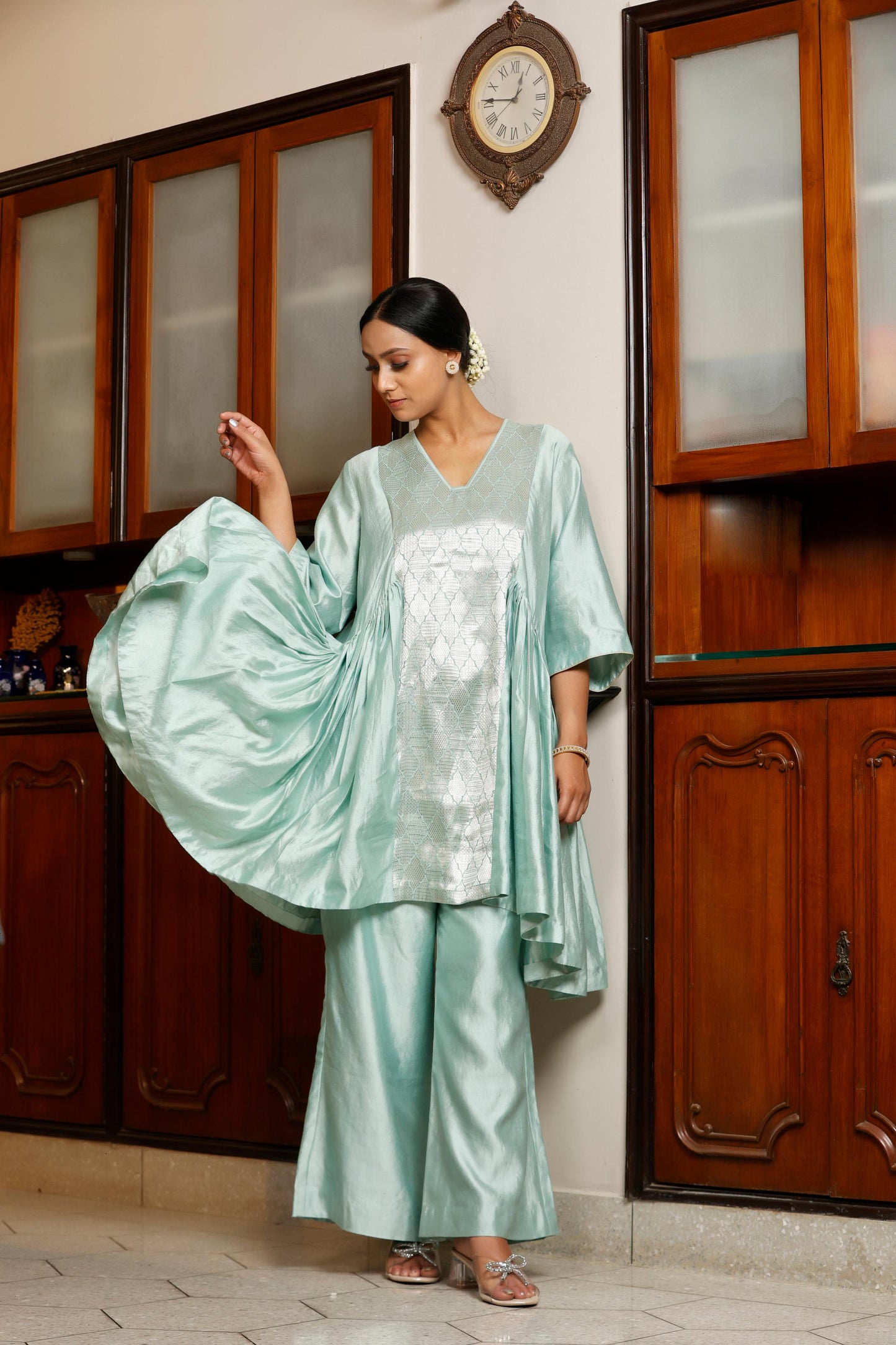 BLUE GATHER KURTA SET
