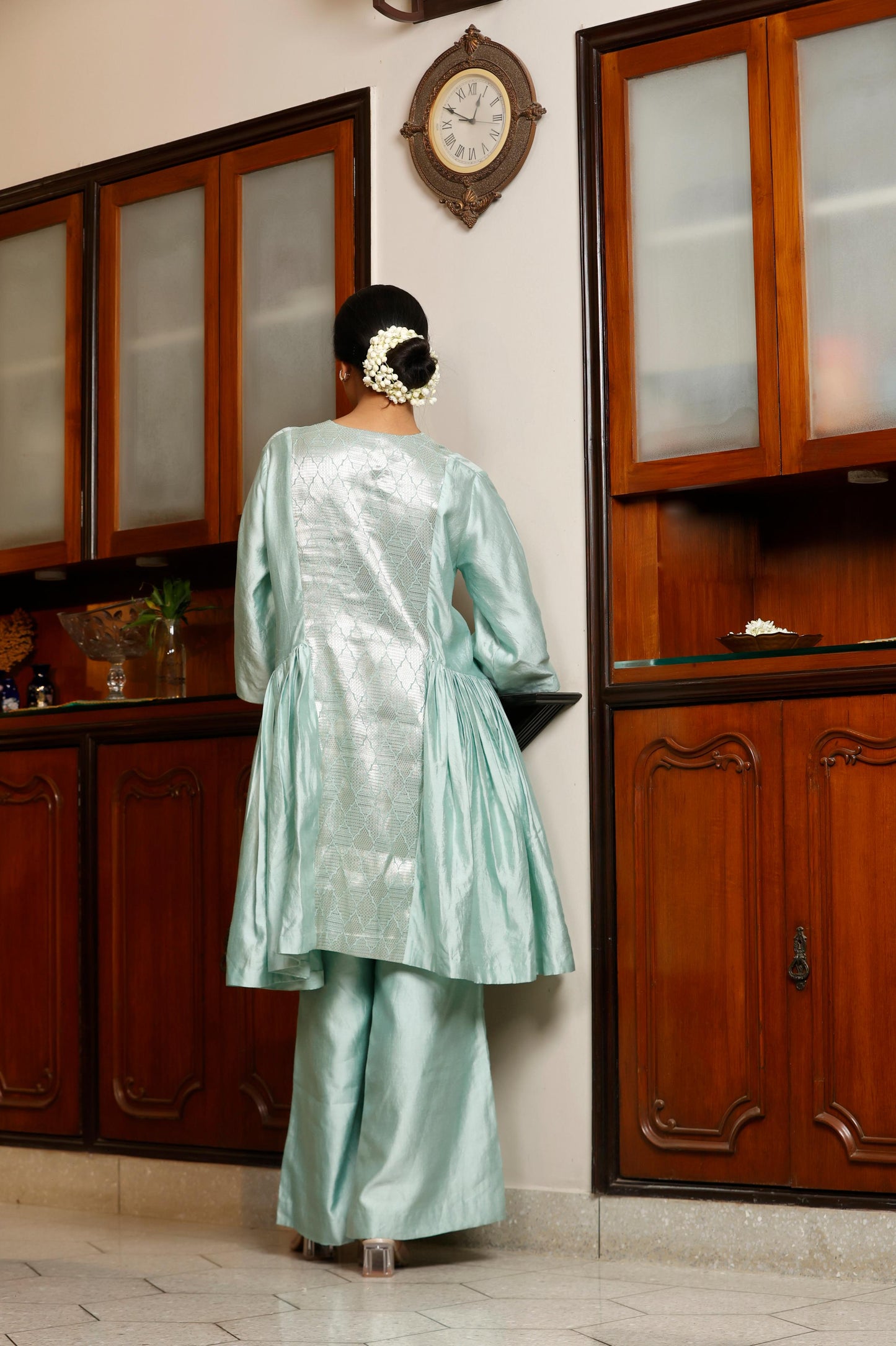 BLUE GATHER KURTA SET
