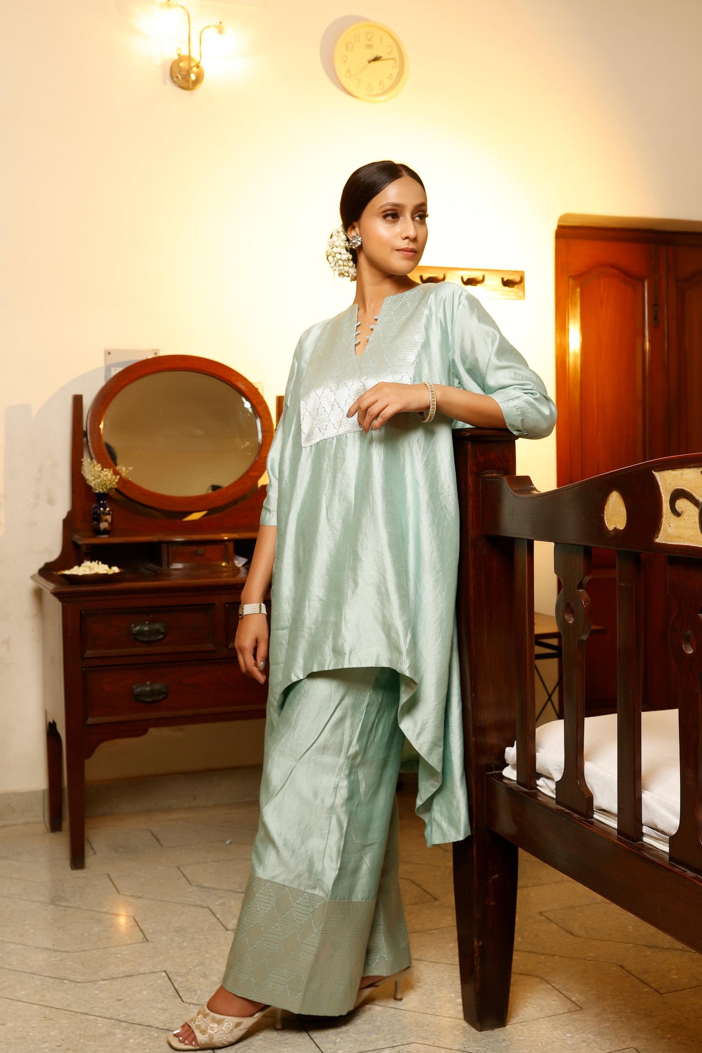 BLUE HIGH LOW KURTA SET