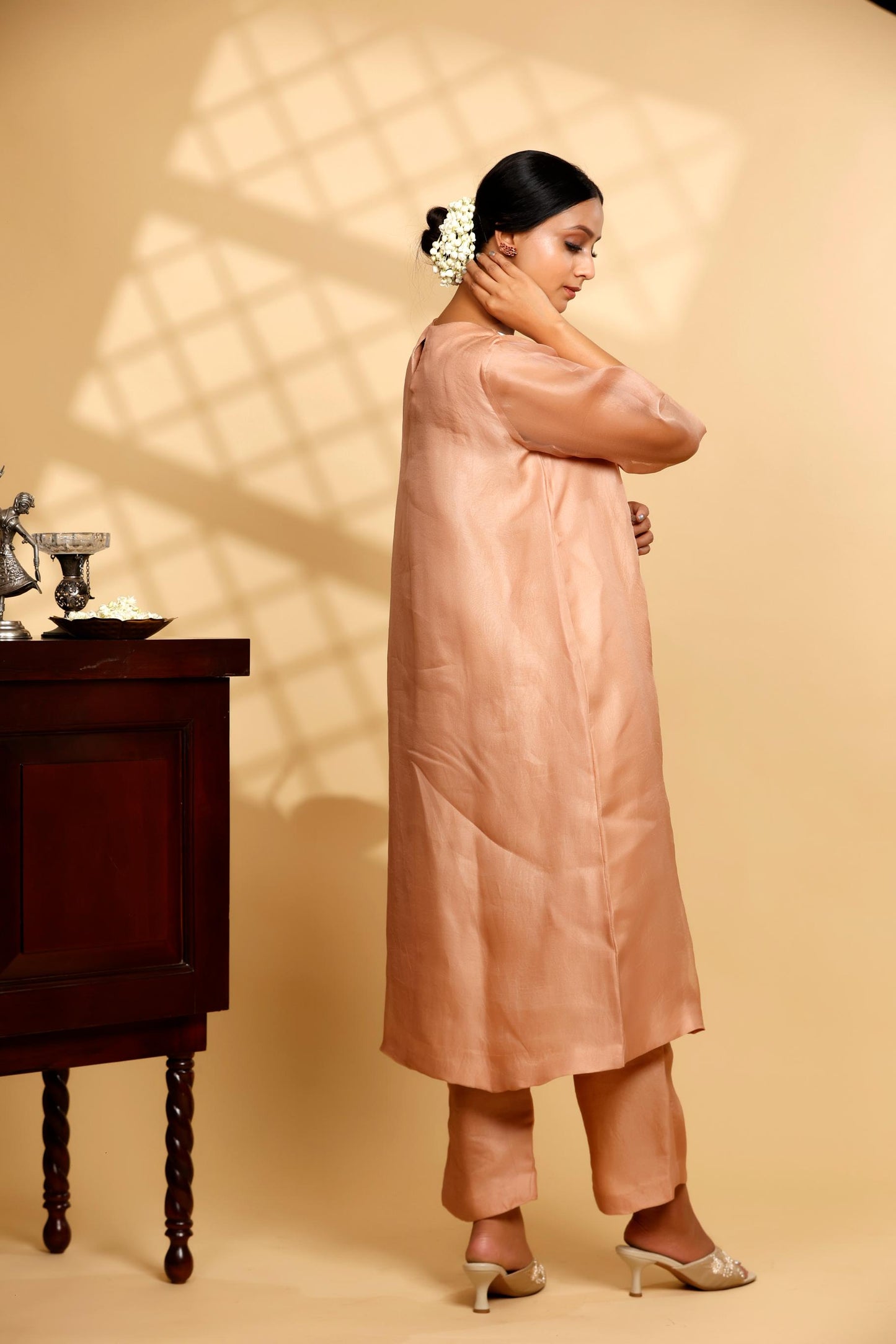PEACH LONG KURTA SET