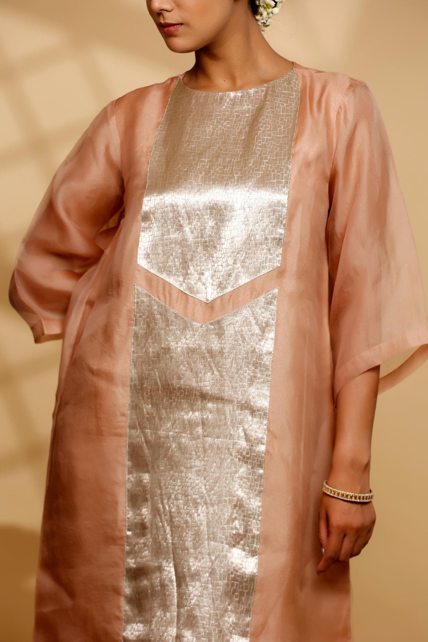 PEACH LONG KURTA SET