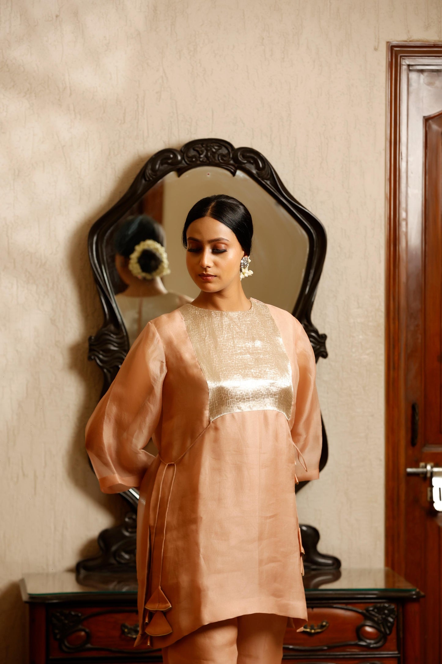 PEACH SHORT KURTA SET