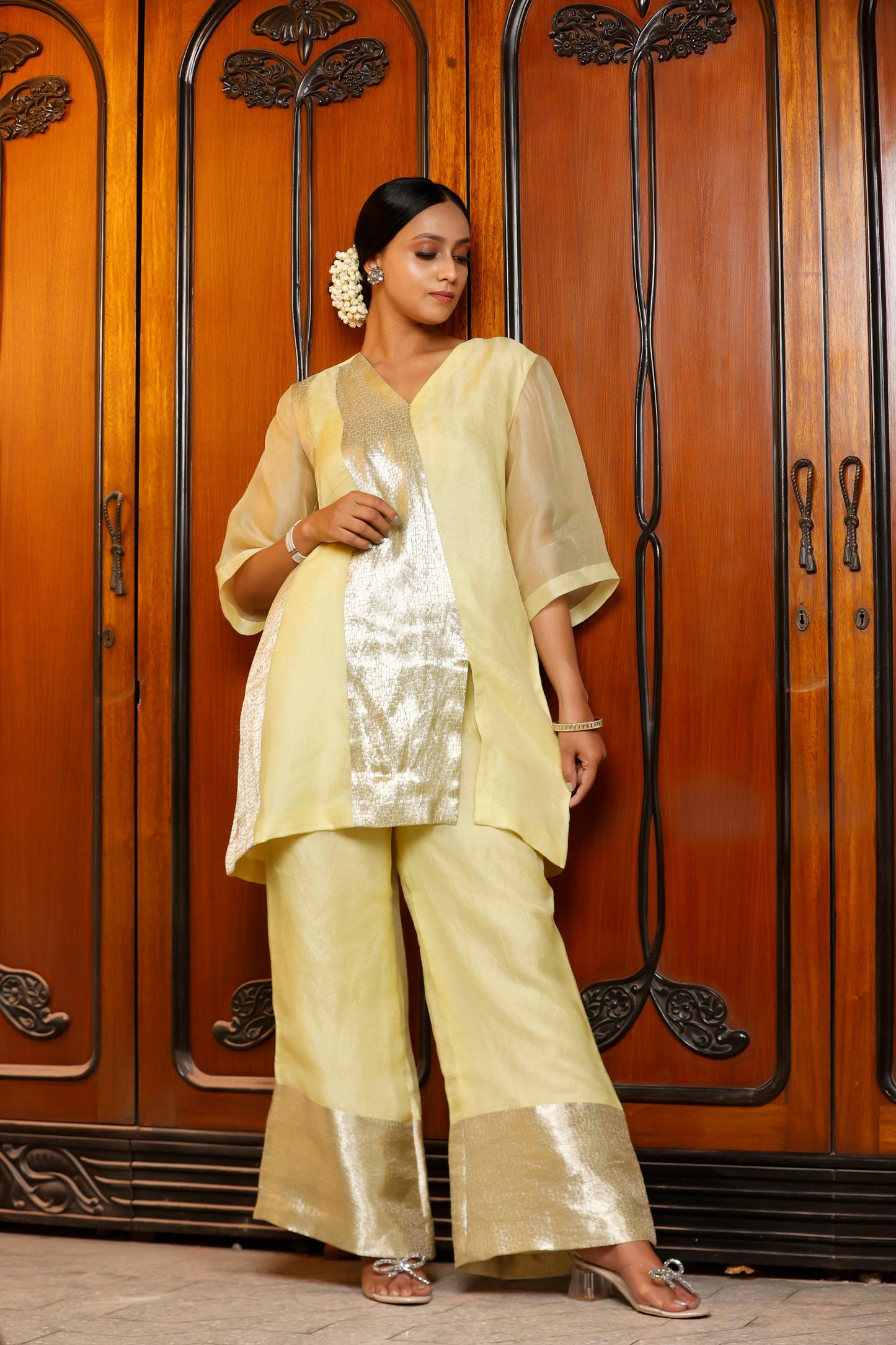 YELLOW SHORT KURTA SET