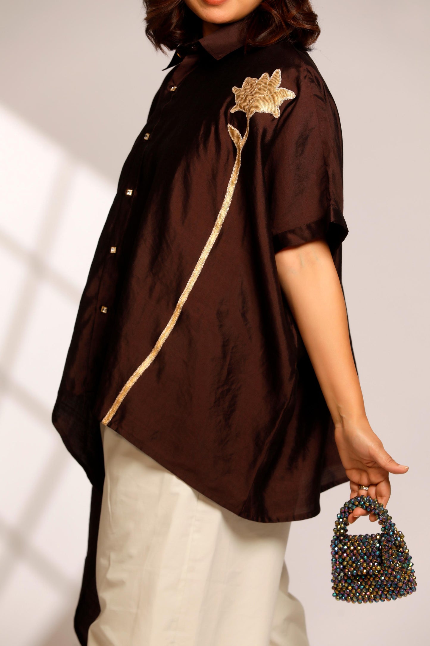 ASYMMETRICAL ROSE SHIRT
