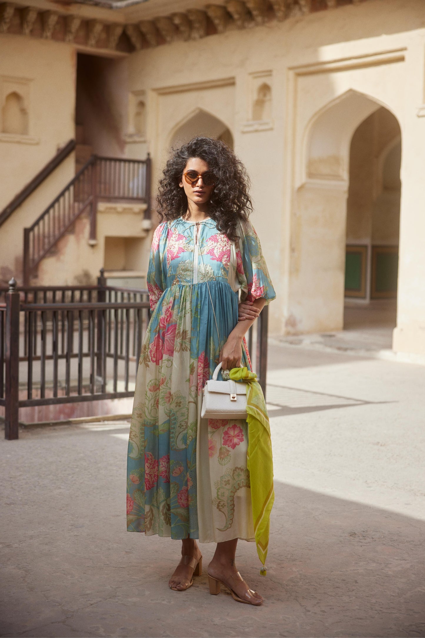 IVORY & MULTICOLOUR MAXI DRESS