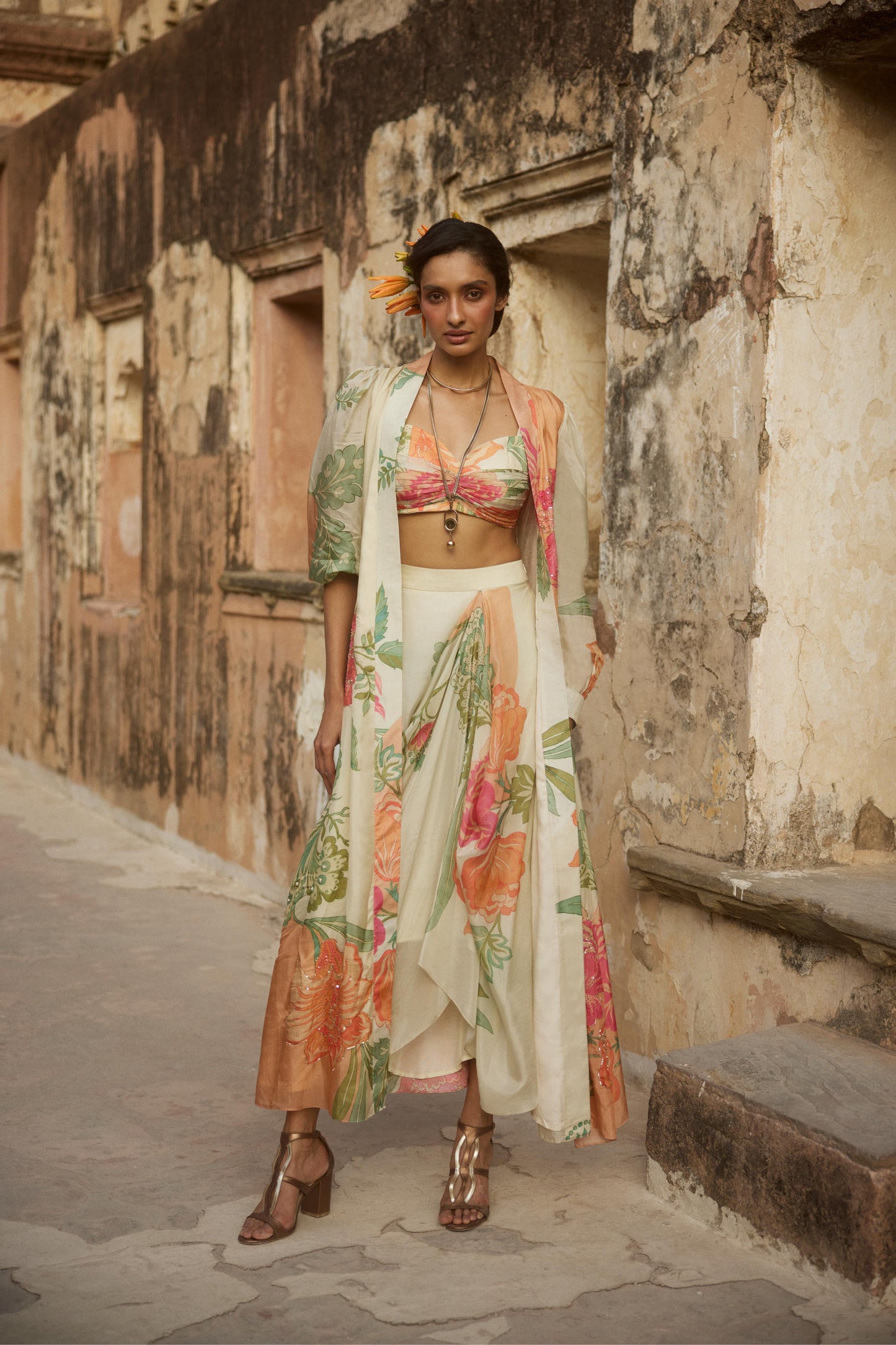 IVORY & MULTICOLOUR JACKET SET
