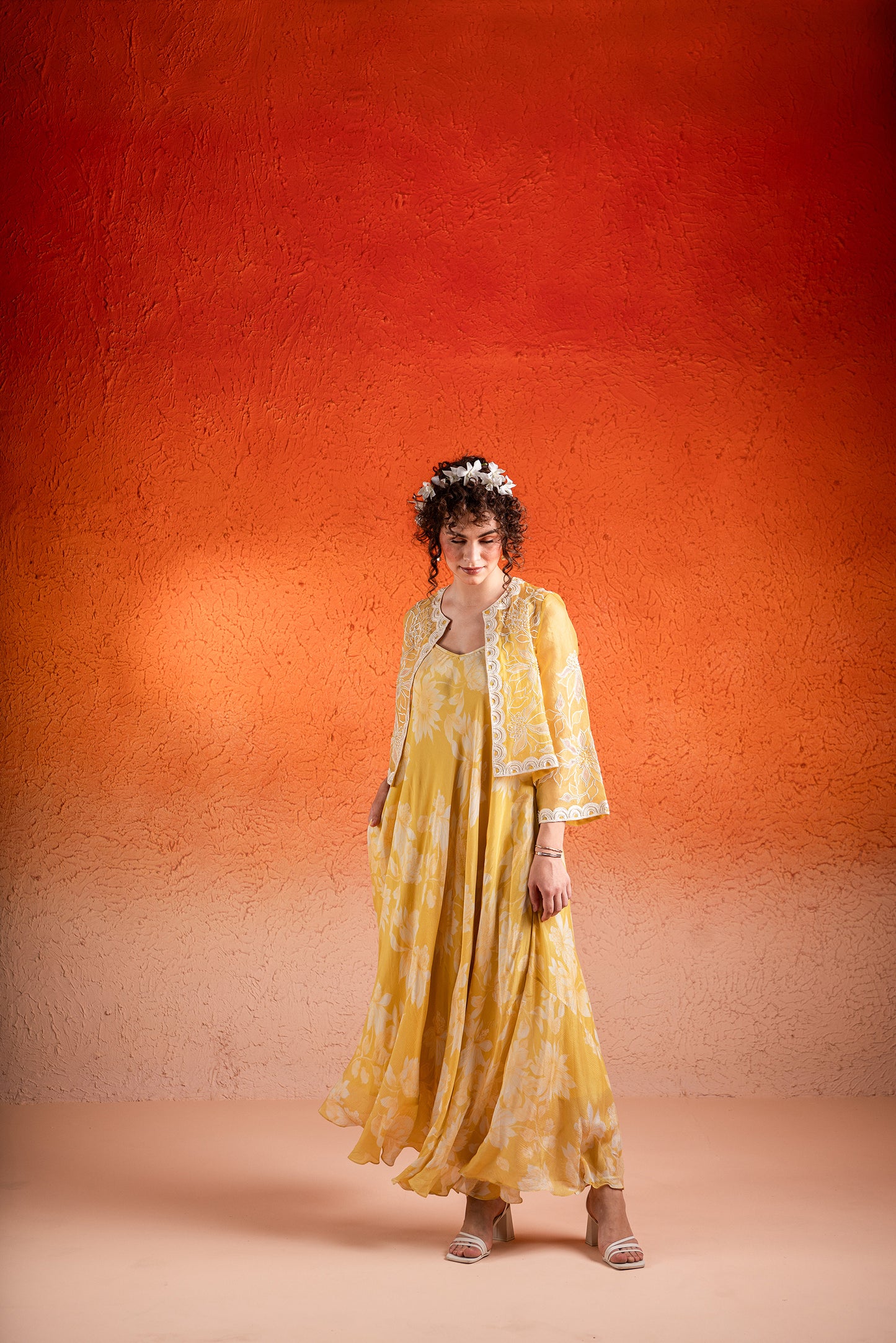 YELLOW MAXI DRESS WITH JACKET