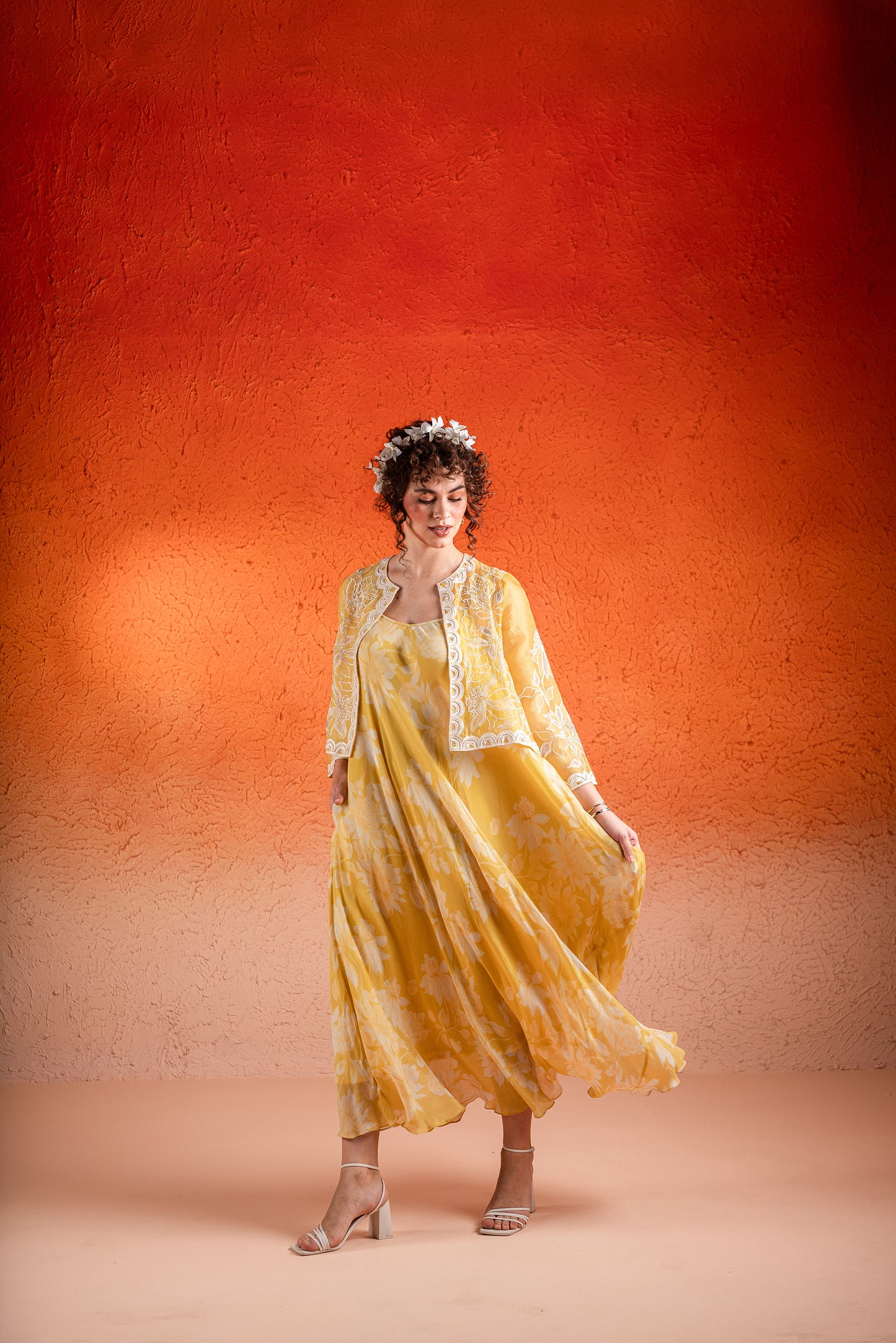YELLOW MAXI DRESS WITH JACKET