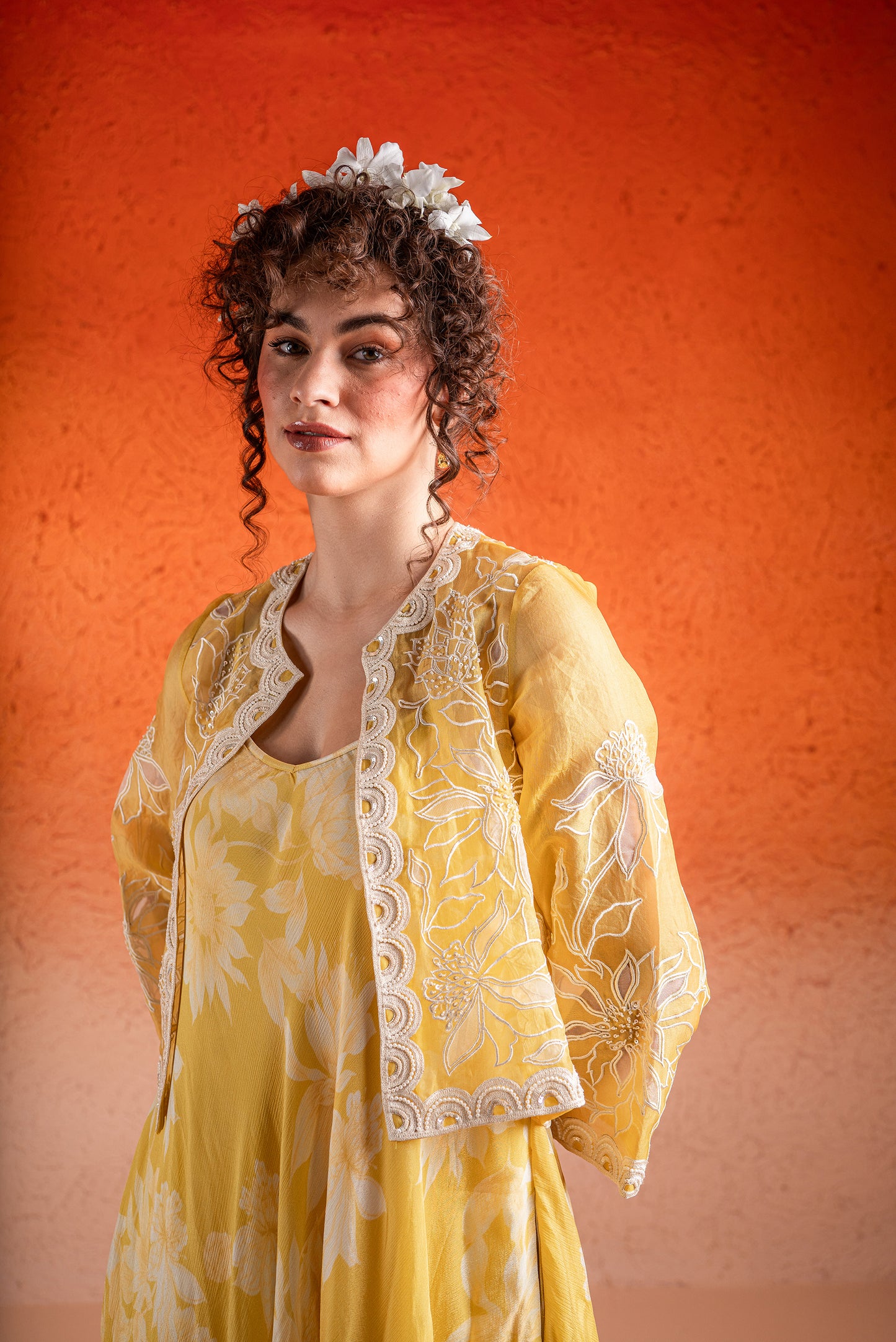 YELLOW MAXI DRESS WITH JACKET